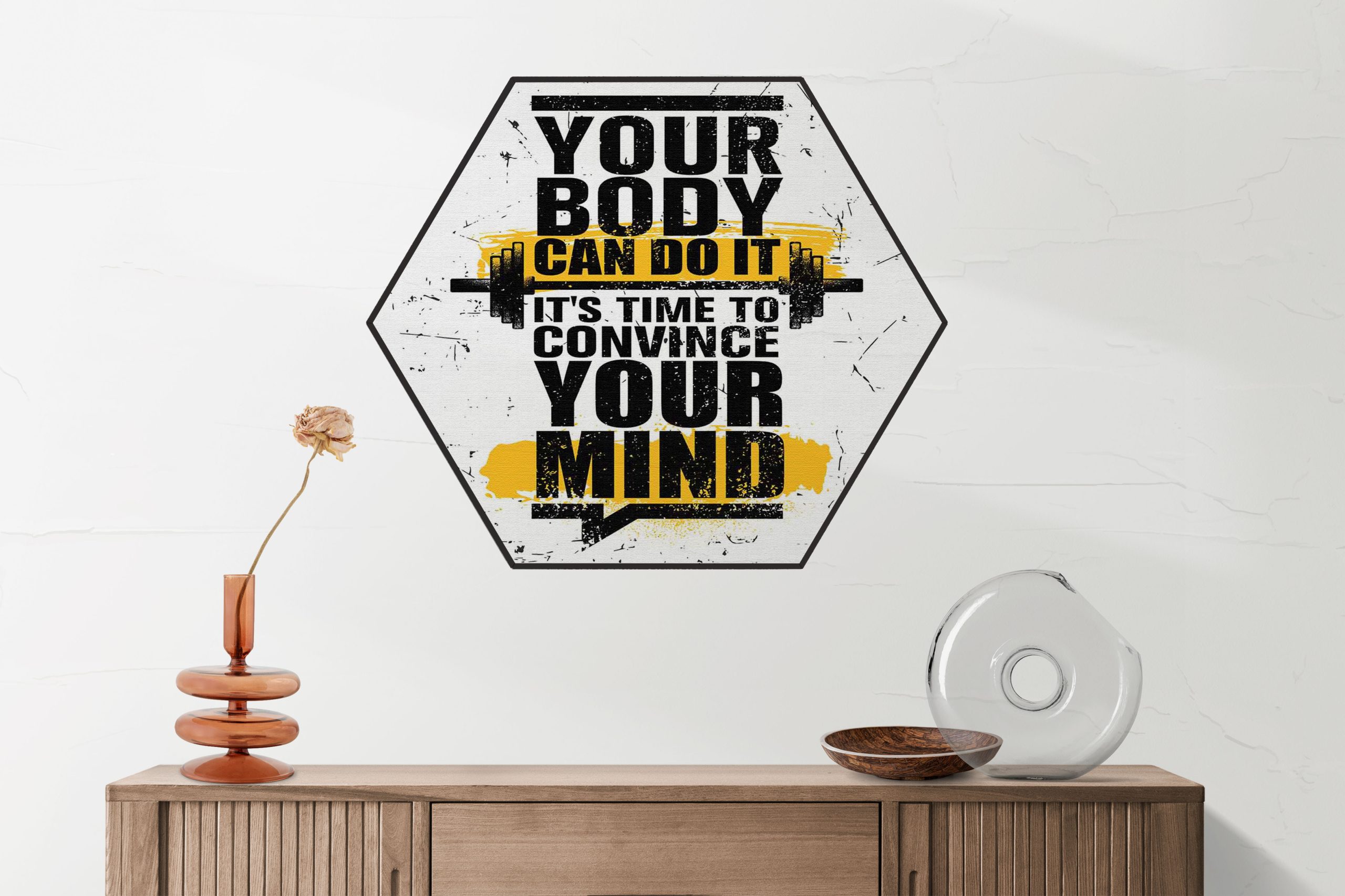 Akoestisch Schilderij You Body Can Do It, It's Time To Convince Your Mind Hexagon Template Hexagon sport 14 2 scaled 1