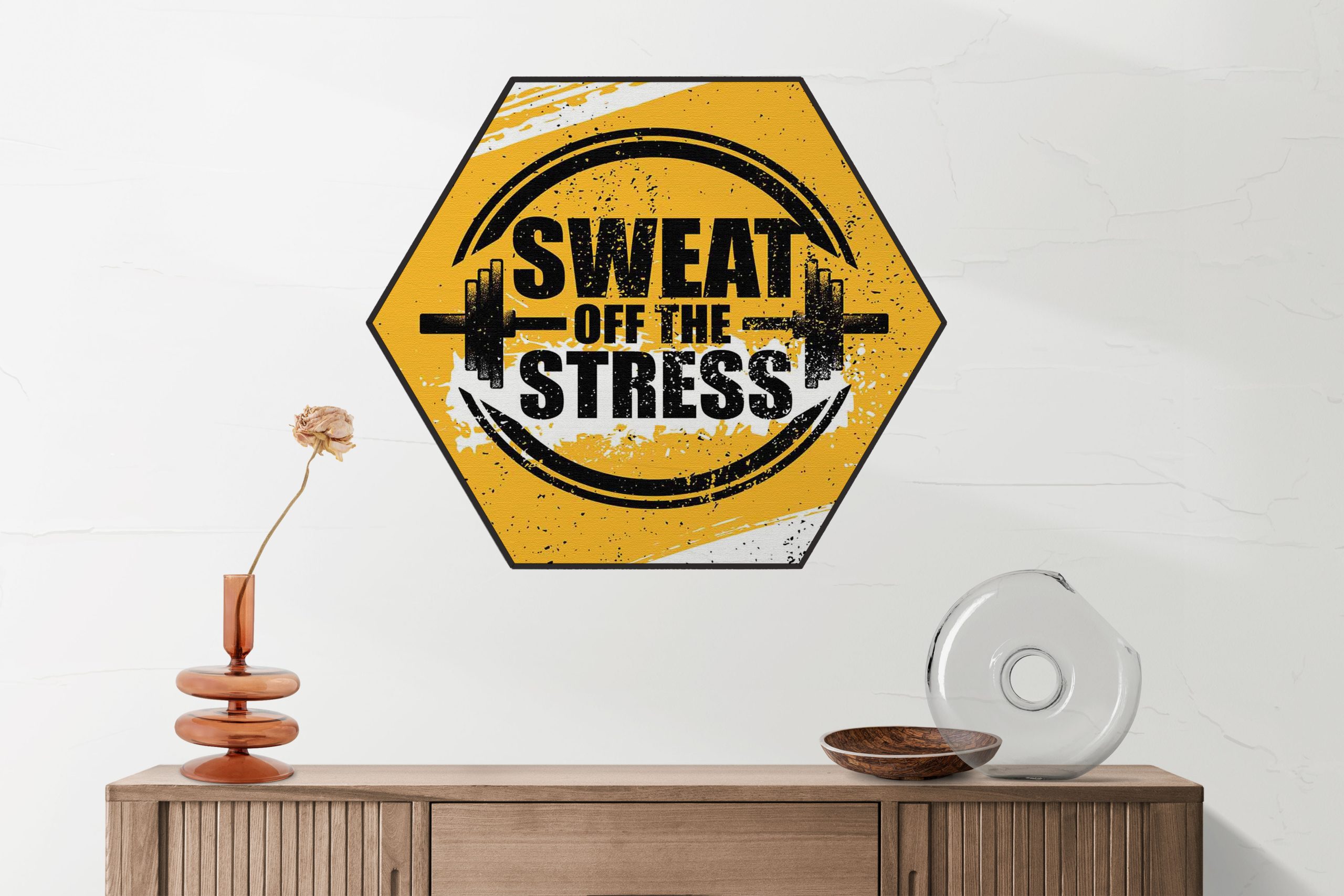 Akoestisch Schilderij Sweat Off Time Stress Hexagon Template Hexagon sport 15 2 scaled 1