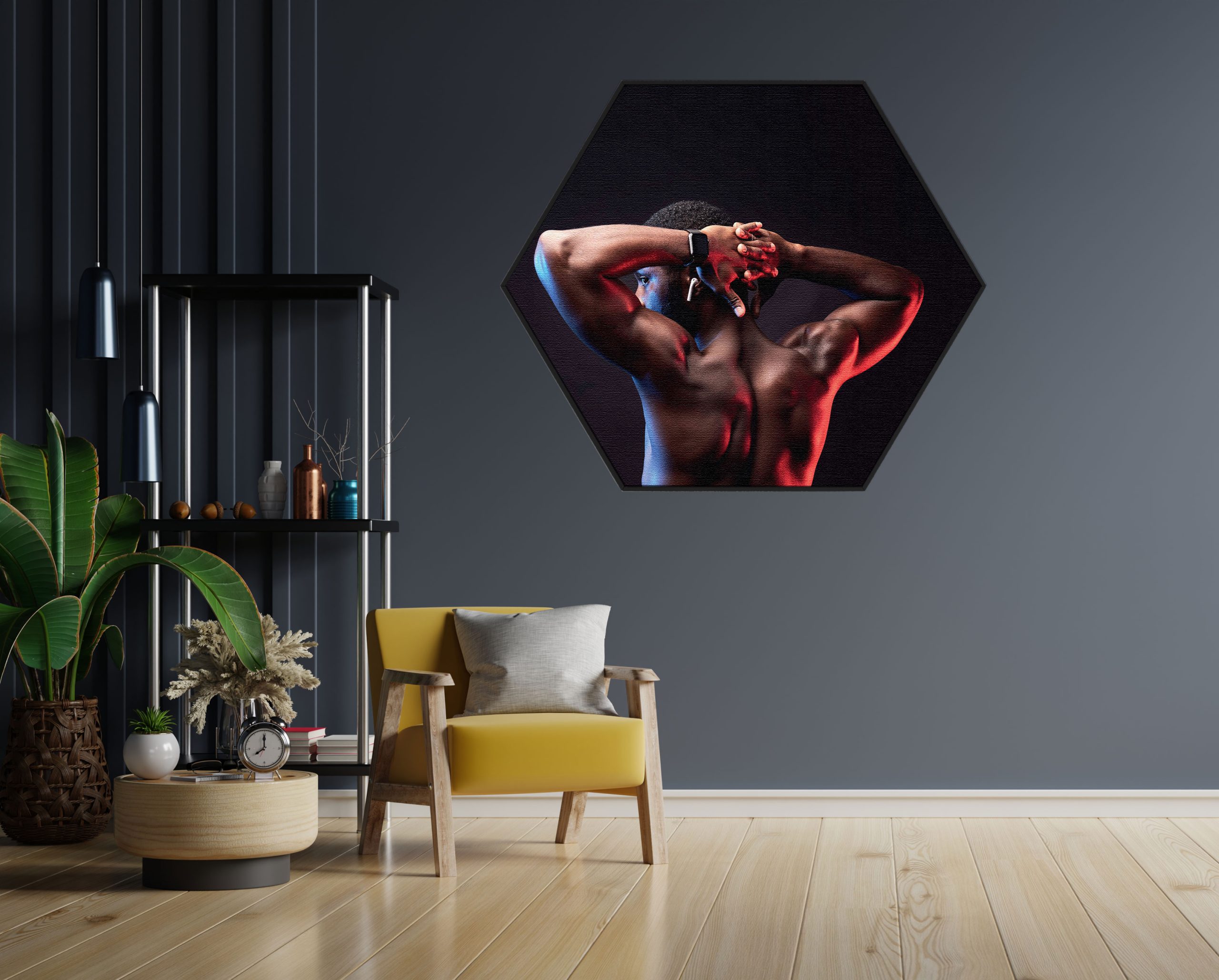 Akoestisch Schilderij Sportieve Donkere Man Hexagon Template Hexagon sport 19 1 scaled 1