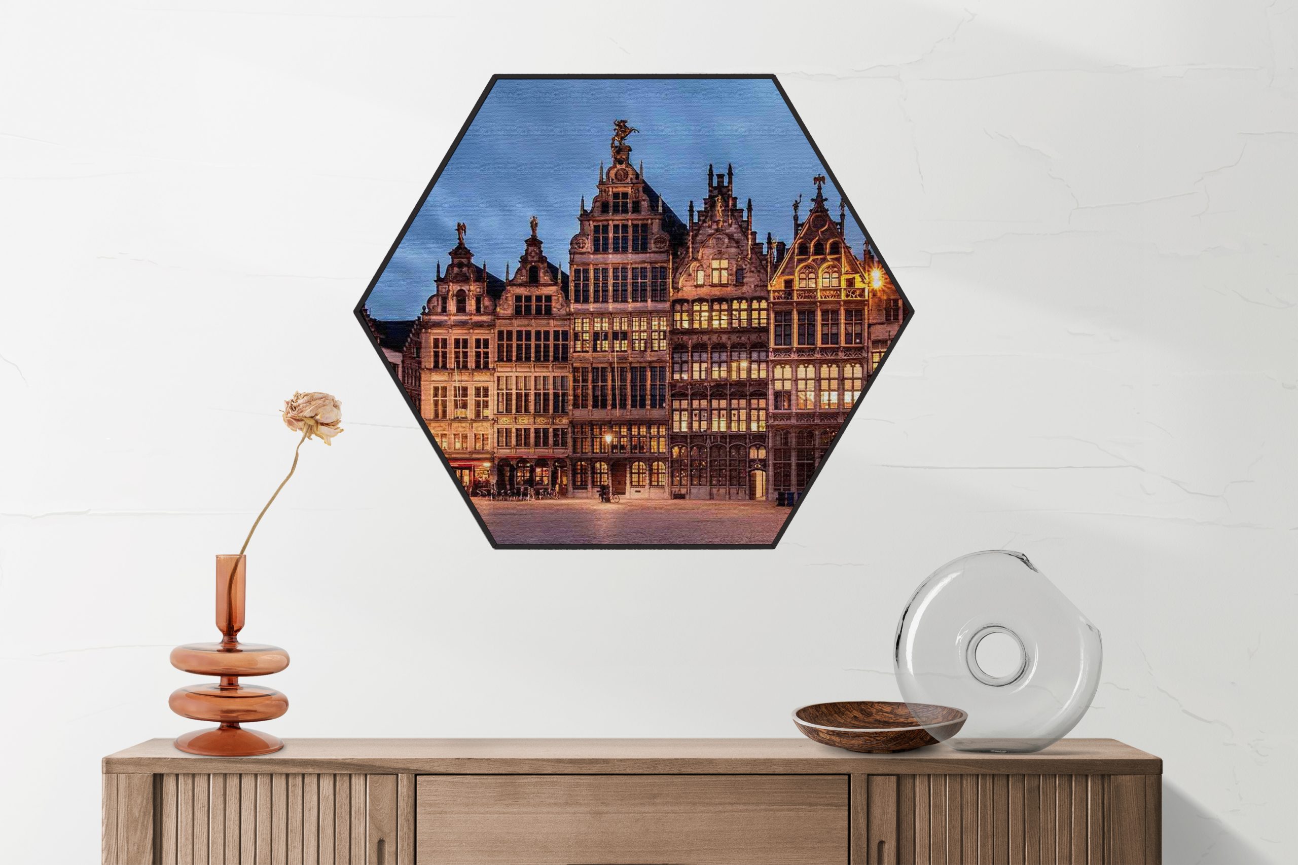 Akoestisch Schilderij Grote Markt Antwerpen Hexagon Template Hexagon steden 101 1 scaled 1
