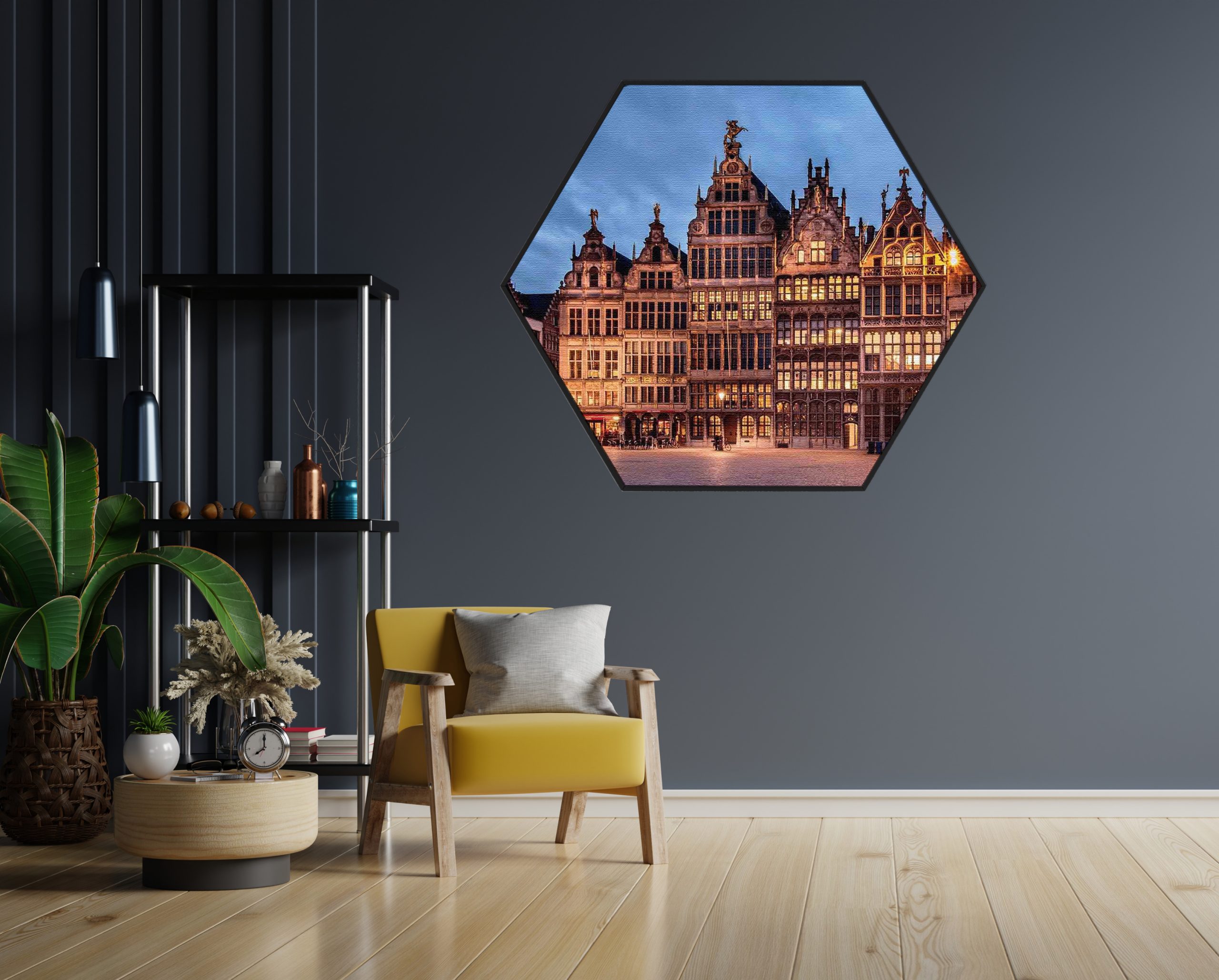 Akoestisch Schilderij Grote Markt Antwerpen Hexagon Template Hexagon steden 101 scaled 1