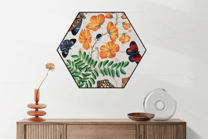 Akoestisch Schilderij Prent Natuur Vogel en Bloemen 01 Hexagon Template Hexagon vintage 13 2 scaled 1