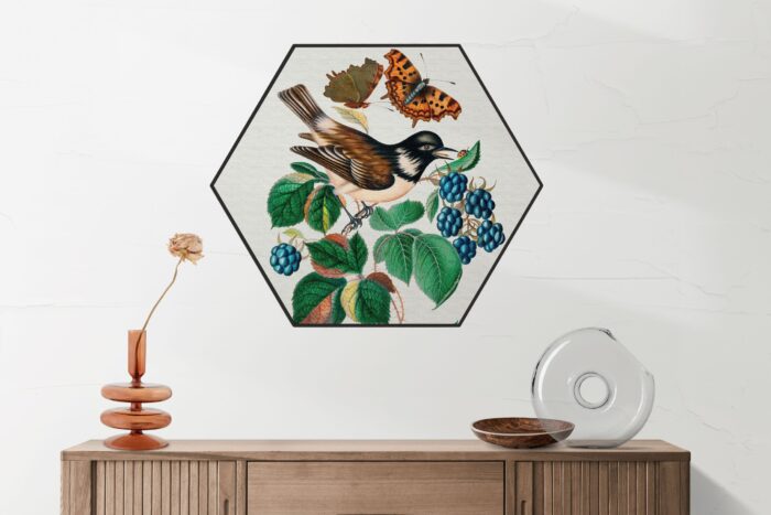 Akoestisch Schilderij Prent Natuur Vogel en Bloemen 01 Hexagon Template Hexagon vintage 14 2 scaled 1