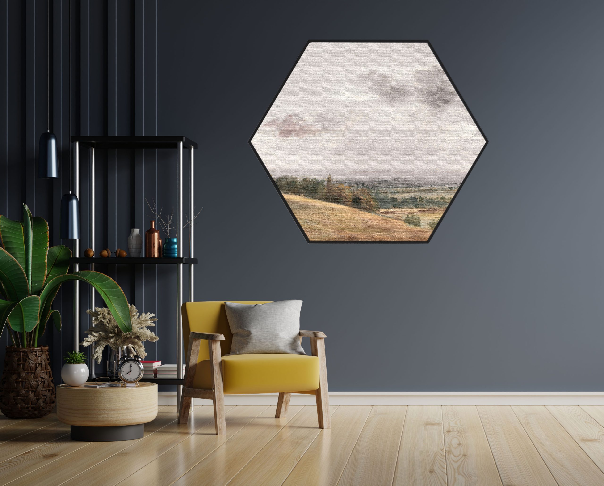 Akoestisch Schilderij Het Landschap van Vroeger 02 Hexagon Template Hexagon vintage 20 1 scaled 1