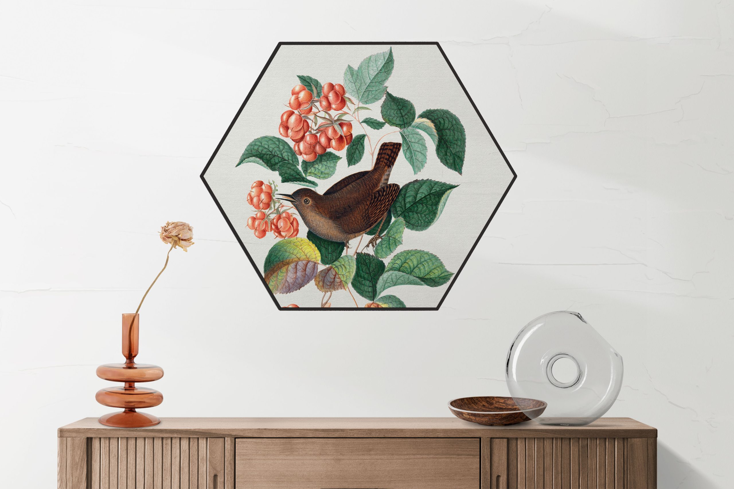 Akoestisch Schilderij Prent Natuur Vogel en Bloemen 08 Hexagon Template Hexagon vintage 8 2 scaled 1