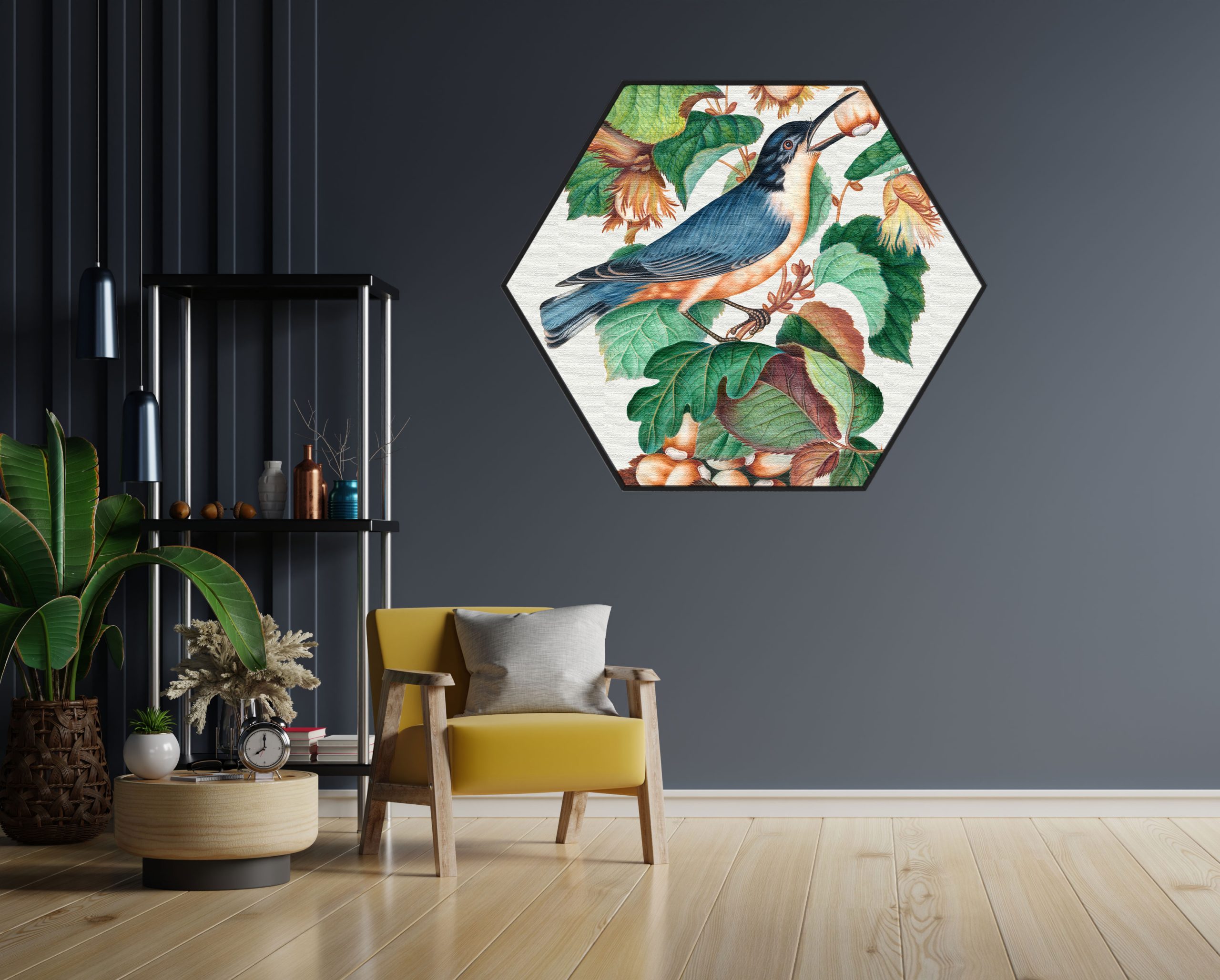 Akoestisch Schilderij Prent Natuur Vogel en Bloemen 09 Hexagon Template Hexagon vintage 9 1 scaled 1