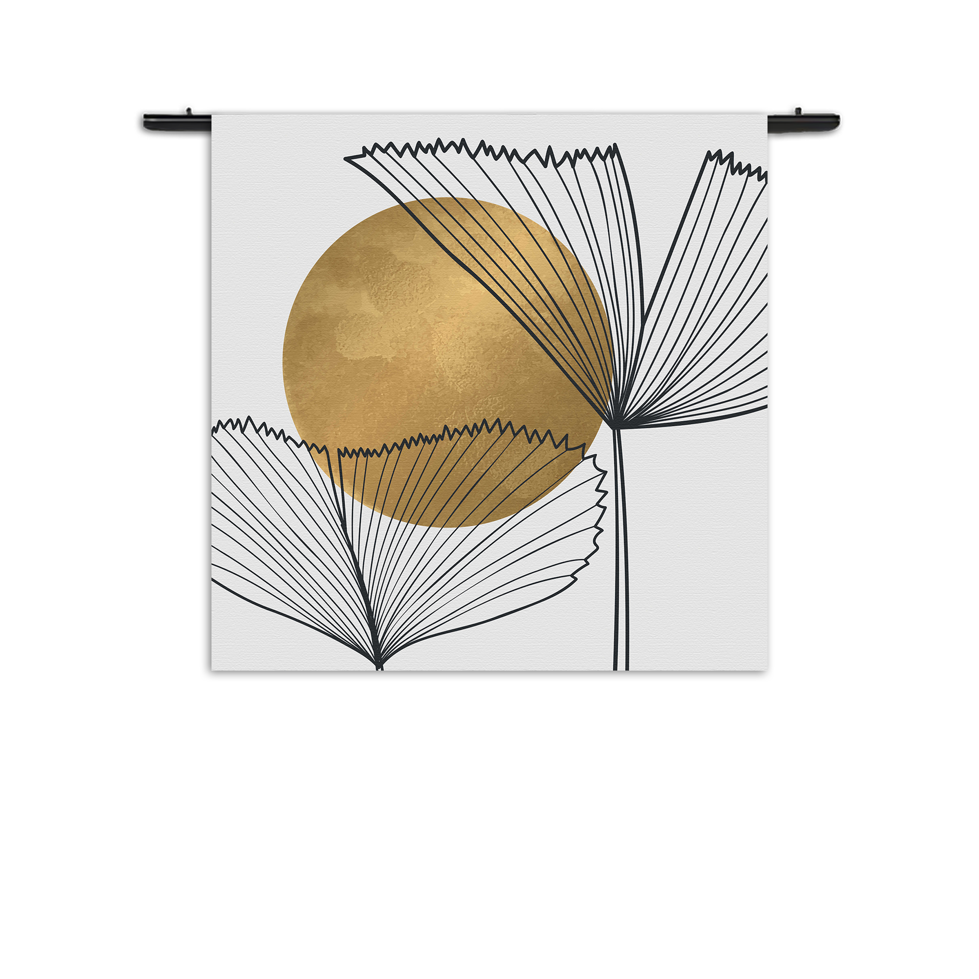 Template_Vierkant_Rond_Abstract_112-1 Wandkleed Scandinavisch Design Plant met Goud Element 01 Rechthoek Vierkant