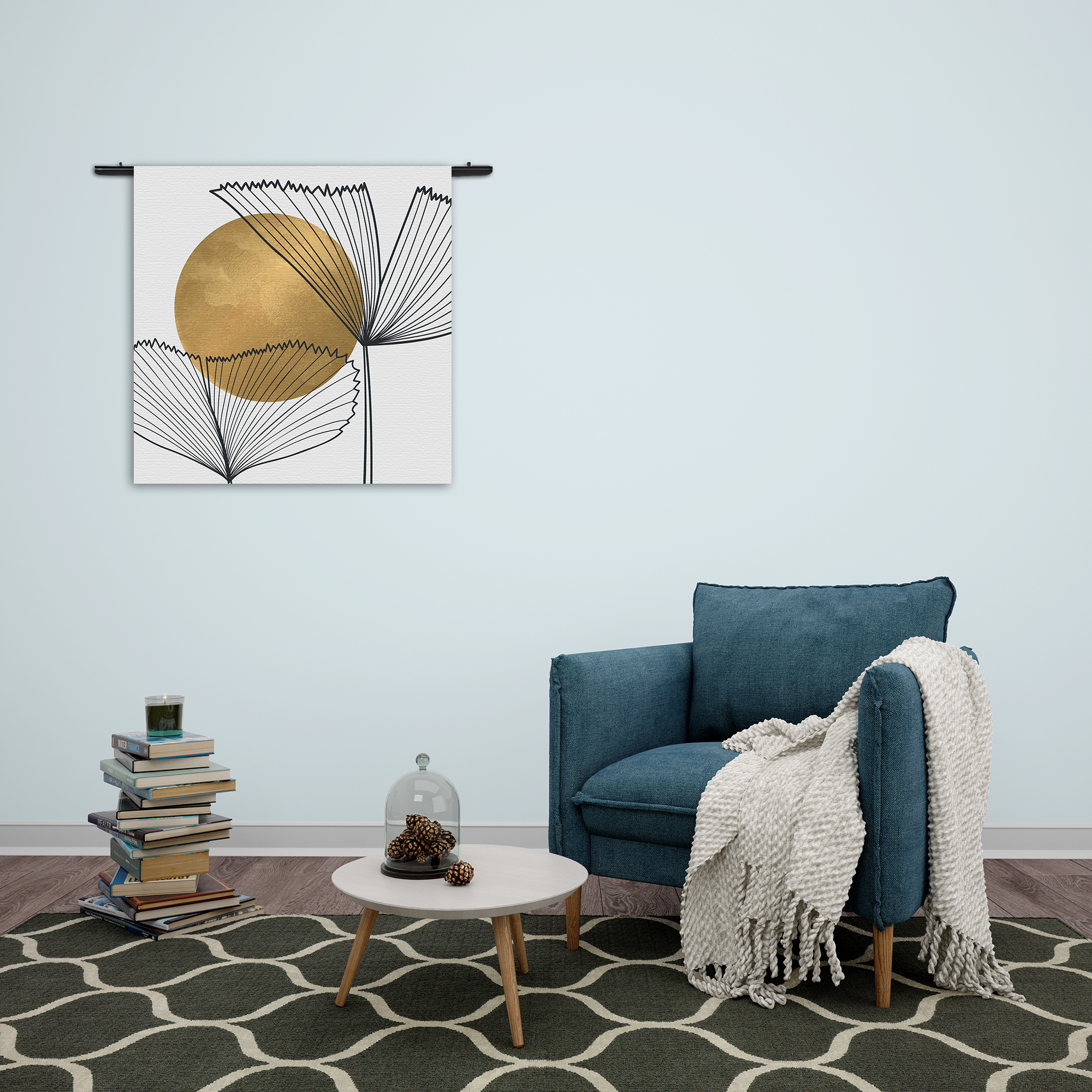 Template_Vierkant_Rond_Abstract_112-2 Wandkleed Scandinavisch Design Plant met Goud Element 01 Rechthoek Vierkant Template Vierkant Rond Abstract 112 2
