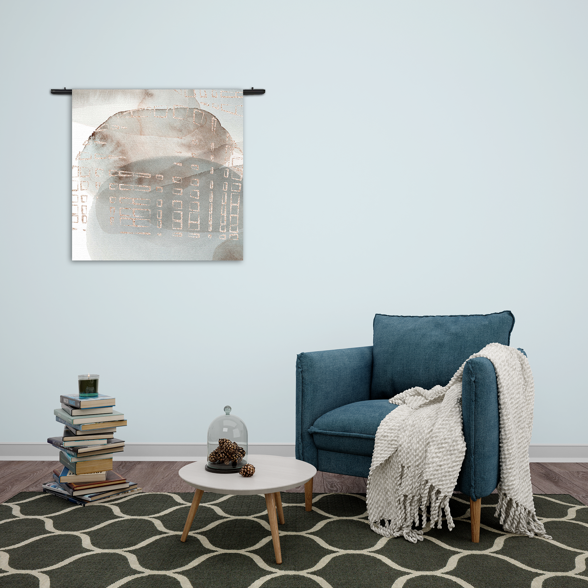 Wandkleed Abstract Rustige Tinten met Accent 01 Rechthoek Vierkant Template Vierkant Rond Abstract 24 2