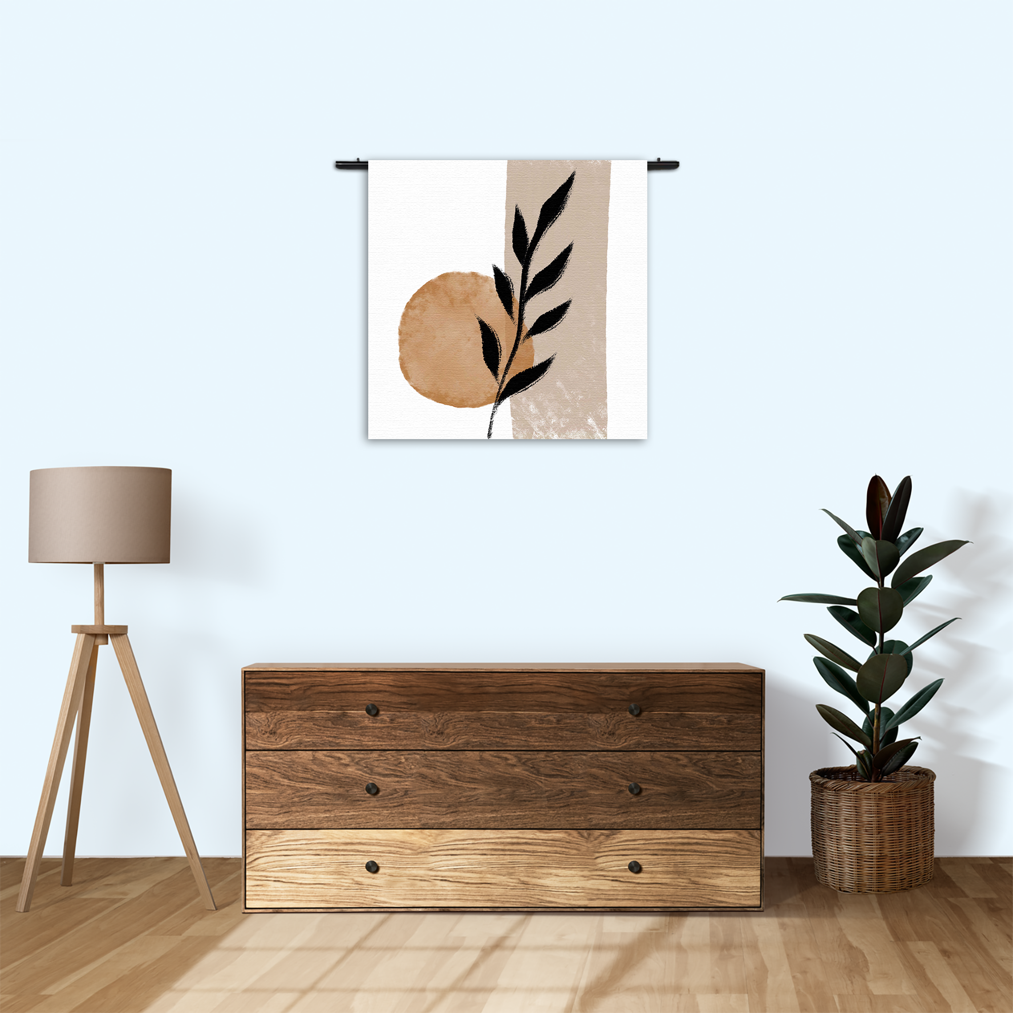 Wandkleed Scandinavisch Patroon met Bloem 02 Rechthoek Vierkant Template Vierkant Rond Abstract 40 3