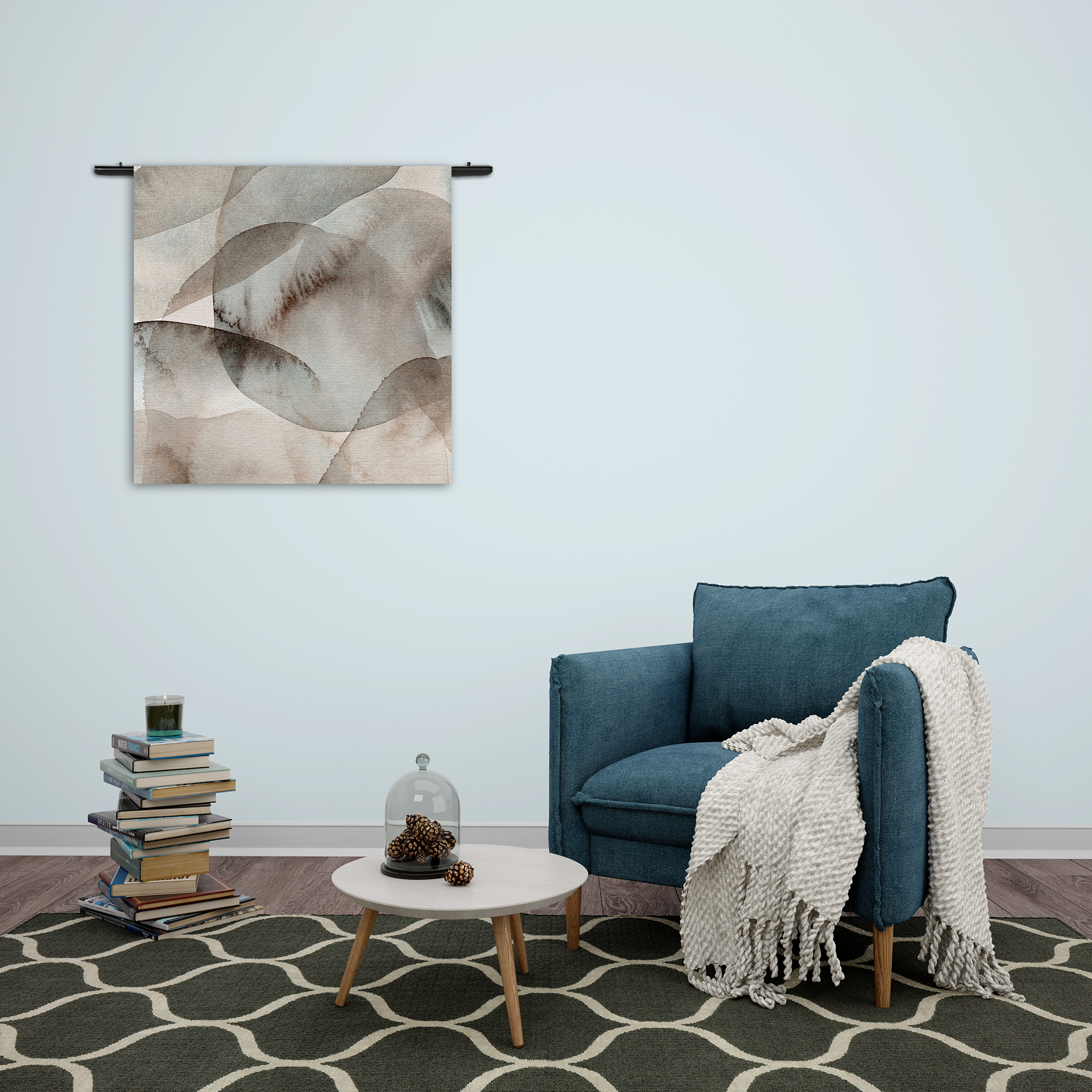 Wandkleed Abstract Rustige Tinten met Accent 02 Rechthoek Vierkant Template Vierkant Rond Abstract 69 2