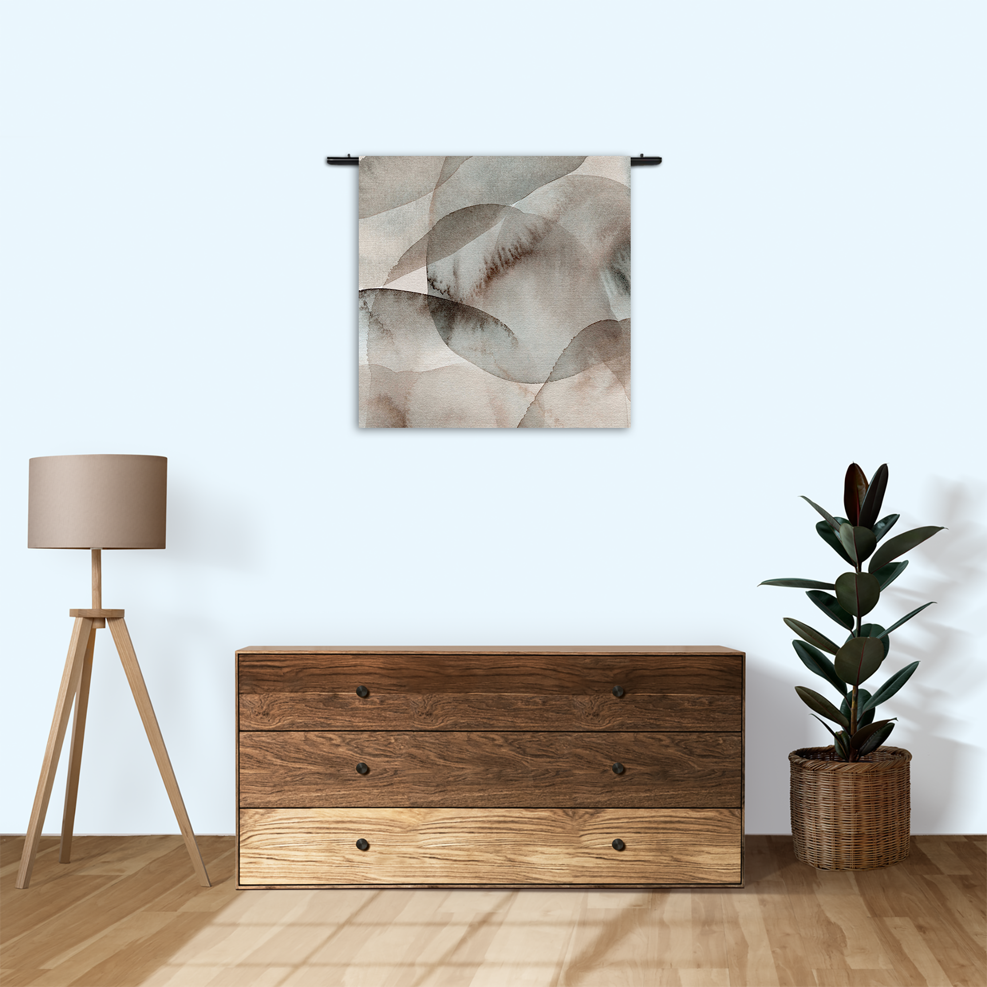 Wandkleed Abstract Rustige Tinten met Accent 02 Rechthoek Vierkant Template Vierkant Rond Abstract 69 3