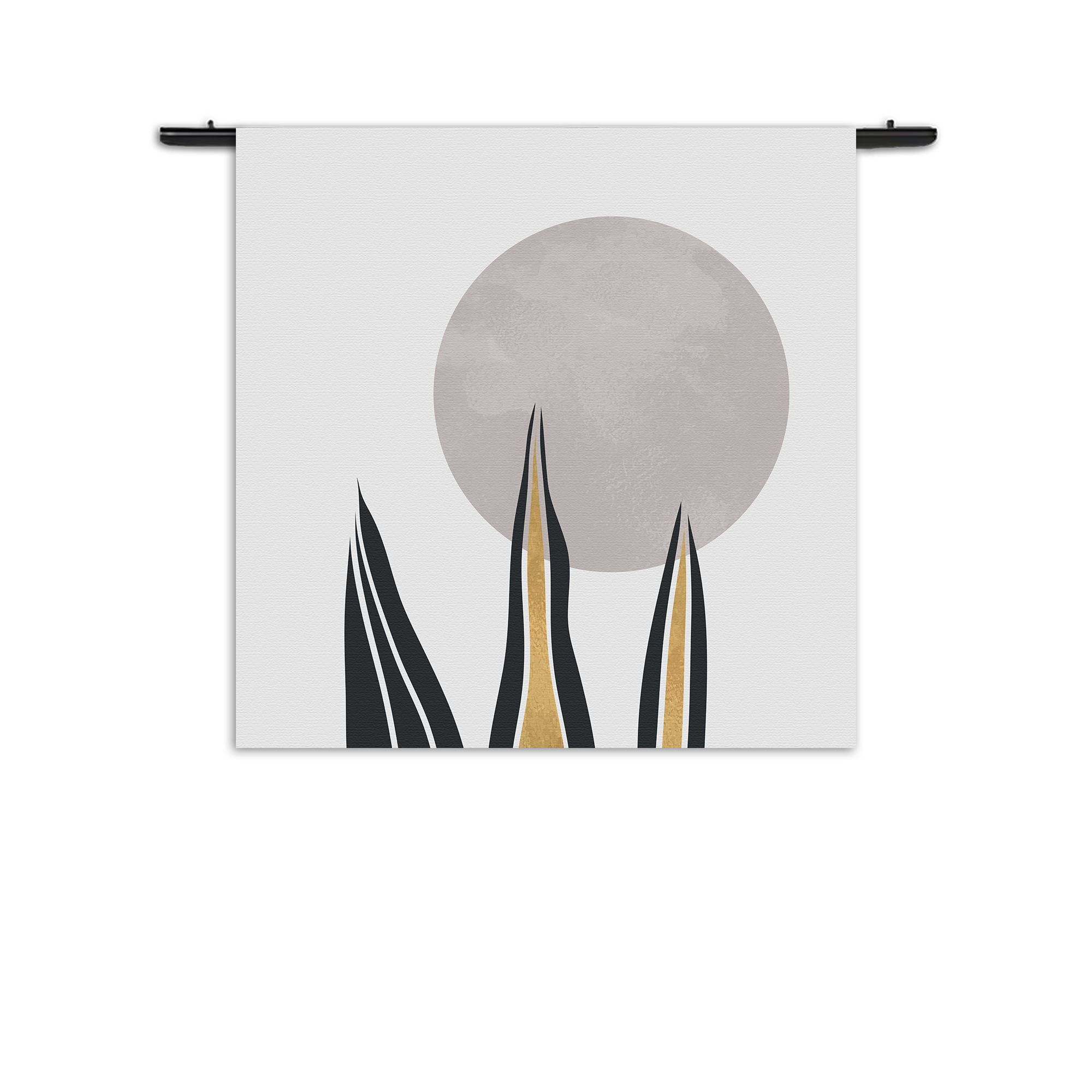 Wandkleed Blad met Goud en Zilvere Elementen Rechthoek Vierkant