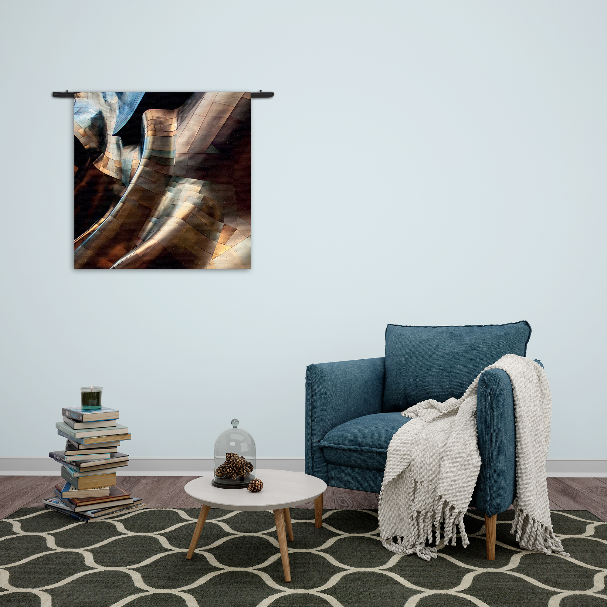 Wandkleed Gebogen Stalen Platen - Twisted Metal Rechthoek Vierkant Template Vierkant Rond Abstract 82 2