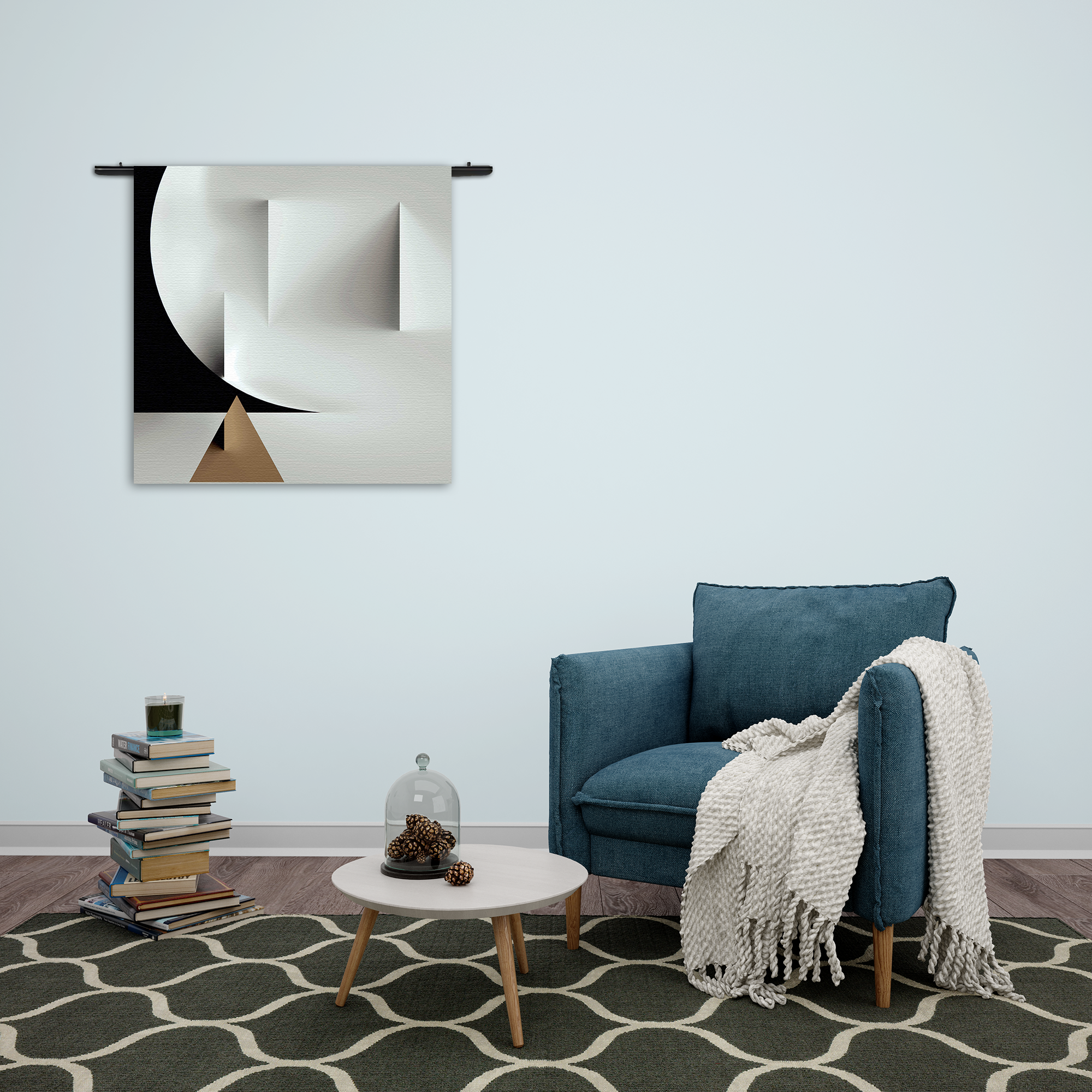 Wandkleed Scandinavisch Wit met Goudkleurig Element 02 Rechthoek Vierkant Template Vierkant Rond Abstract 91 2