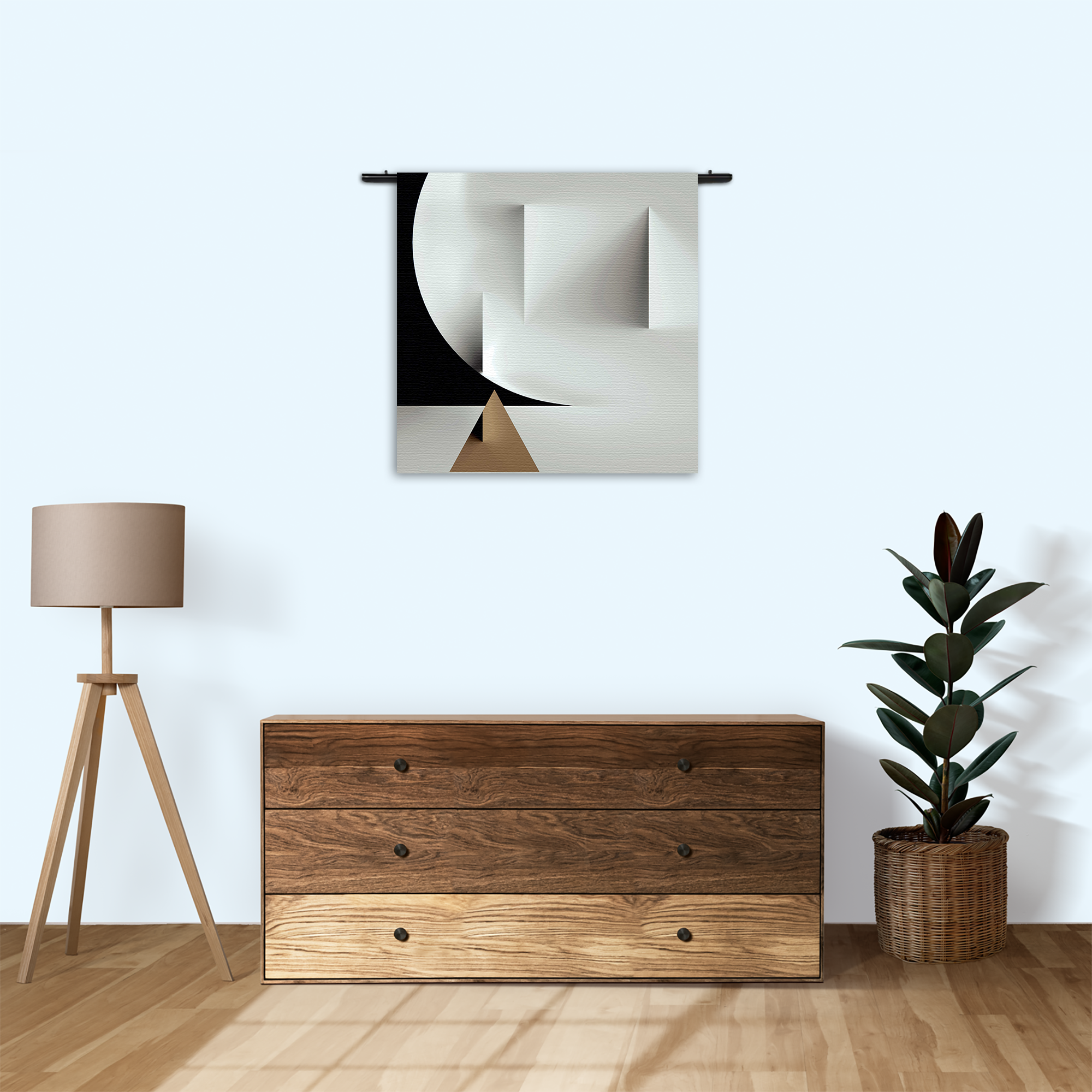 Wandkleed Scandinavisch Wit met Goudkleurig Element 02 Rechthoek Vierkant Template Vierkant Rond Abstract 91 3