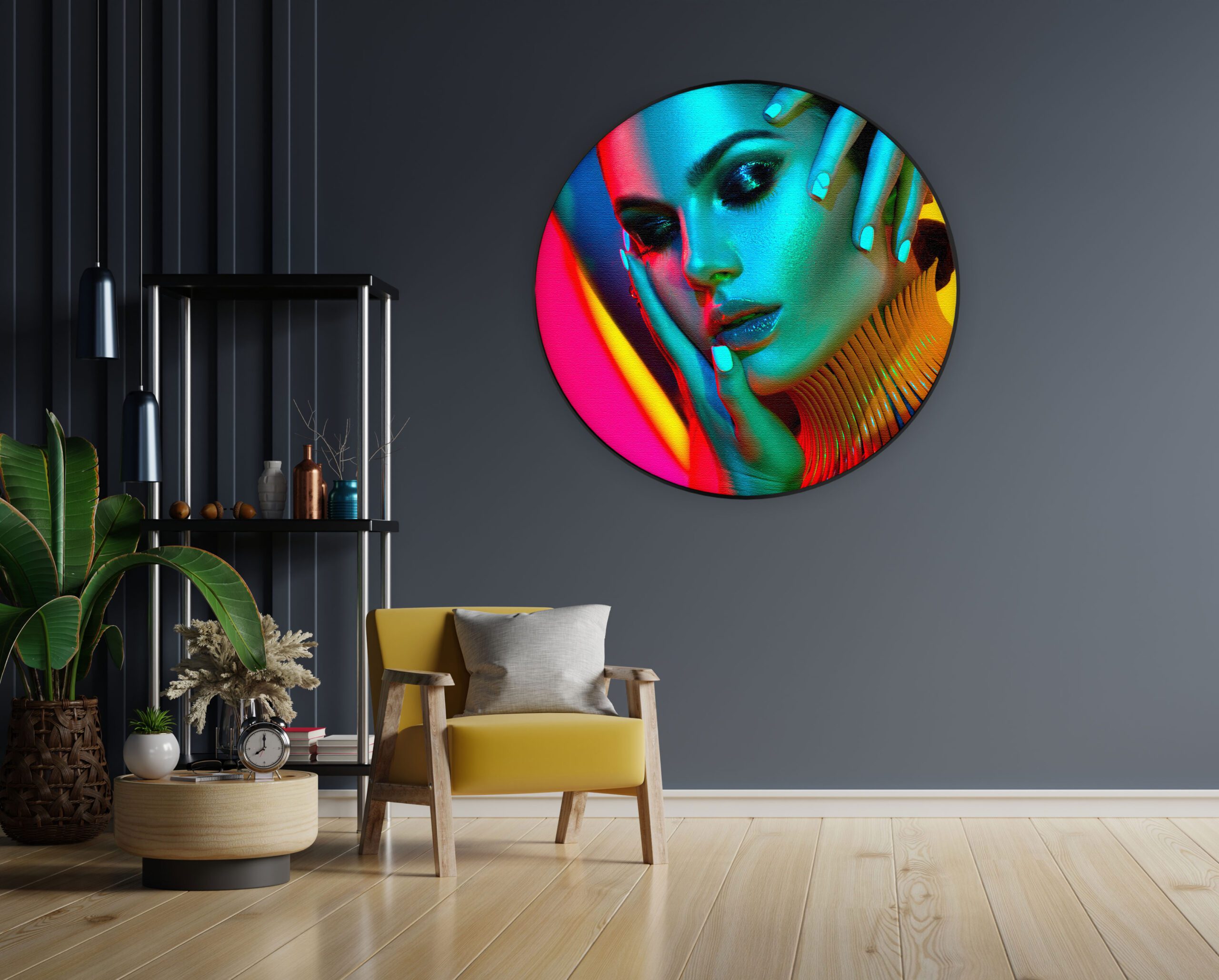 Akoestisch Schilderij Kleurrijke Vrouw Rond - Muurcirkel Template Vierkant Rond Beauty 5 3 1 scaled 1