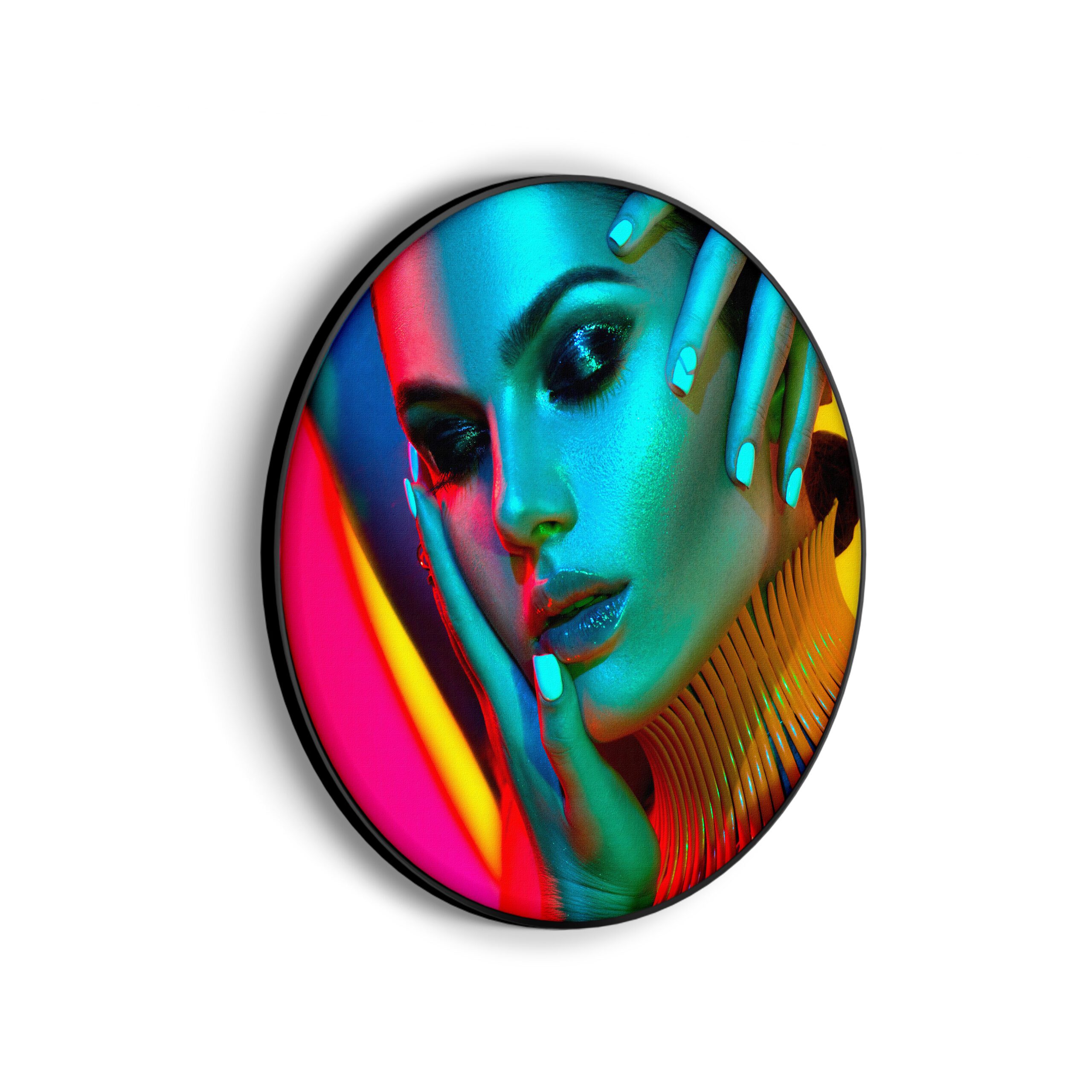 Akoestisch Schilderij Kleurrijke Vrouw Rond - Muurcirkel Template Vierkant Rond Beauty 5 3 scaled 1