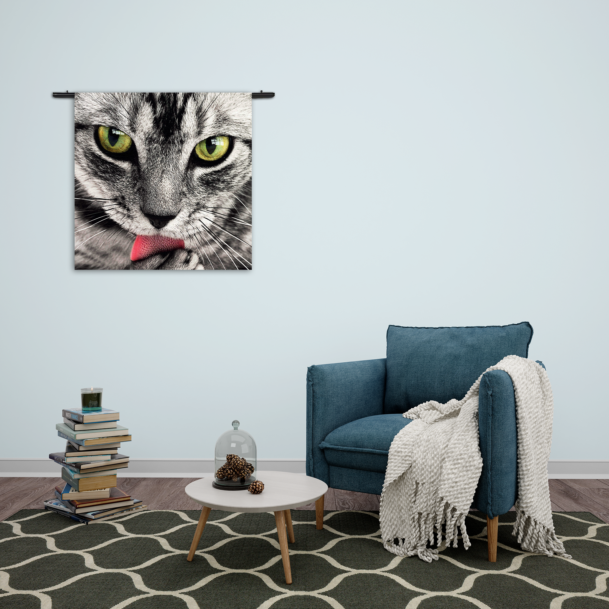 Wandkleed Katte Hoofd Close up Rechthoek Vierkant Template Vierkant Rond Dieren 16 2