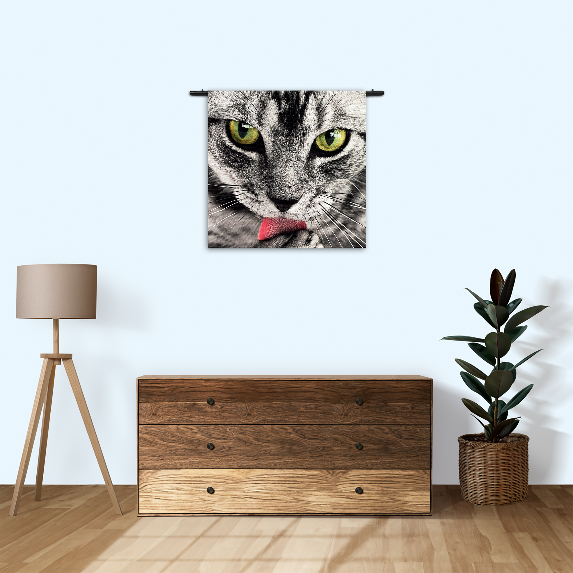 Wandkleed Katte Hoofd Close up Rechthoek Vierkant Template Vierkant Rond Dieren 16 3