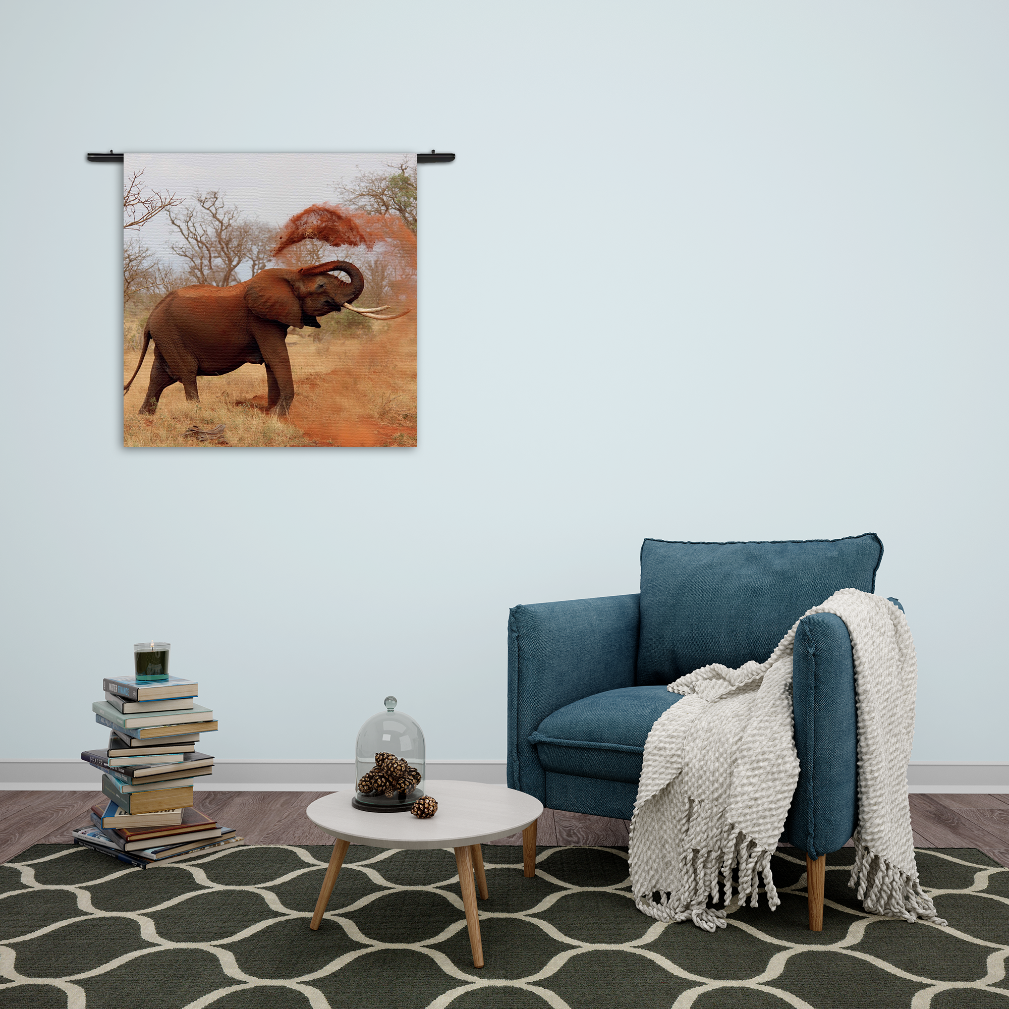Wandkleed Wilde Olifant Rechthoek Vierkant Template Vierkant Rond Dieren 17 2