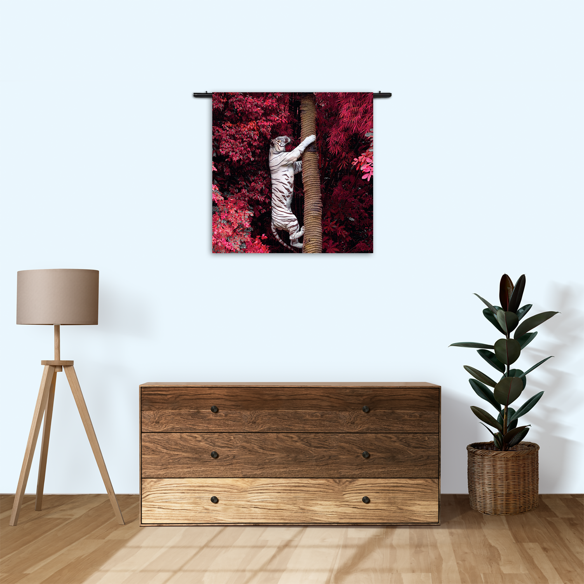 Wandkleed De Witte Tijger Rechthoek Vierkant Template Vierkant Rond Dieren 28 3