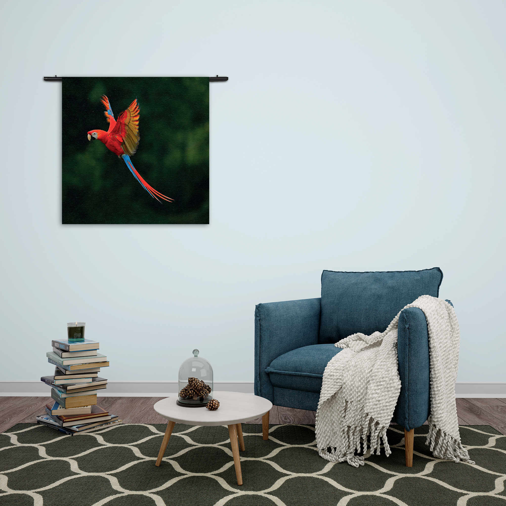 Wandkleed Vliegende Ara Vogel Rechthoek Vierkant Template Vierkant Rond Dieren 40 2