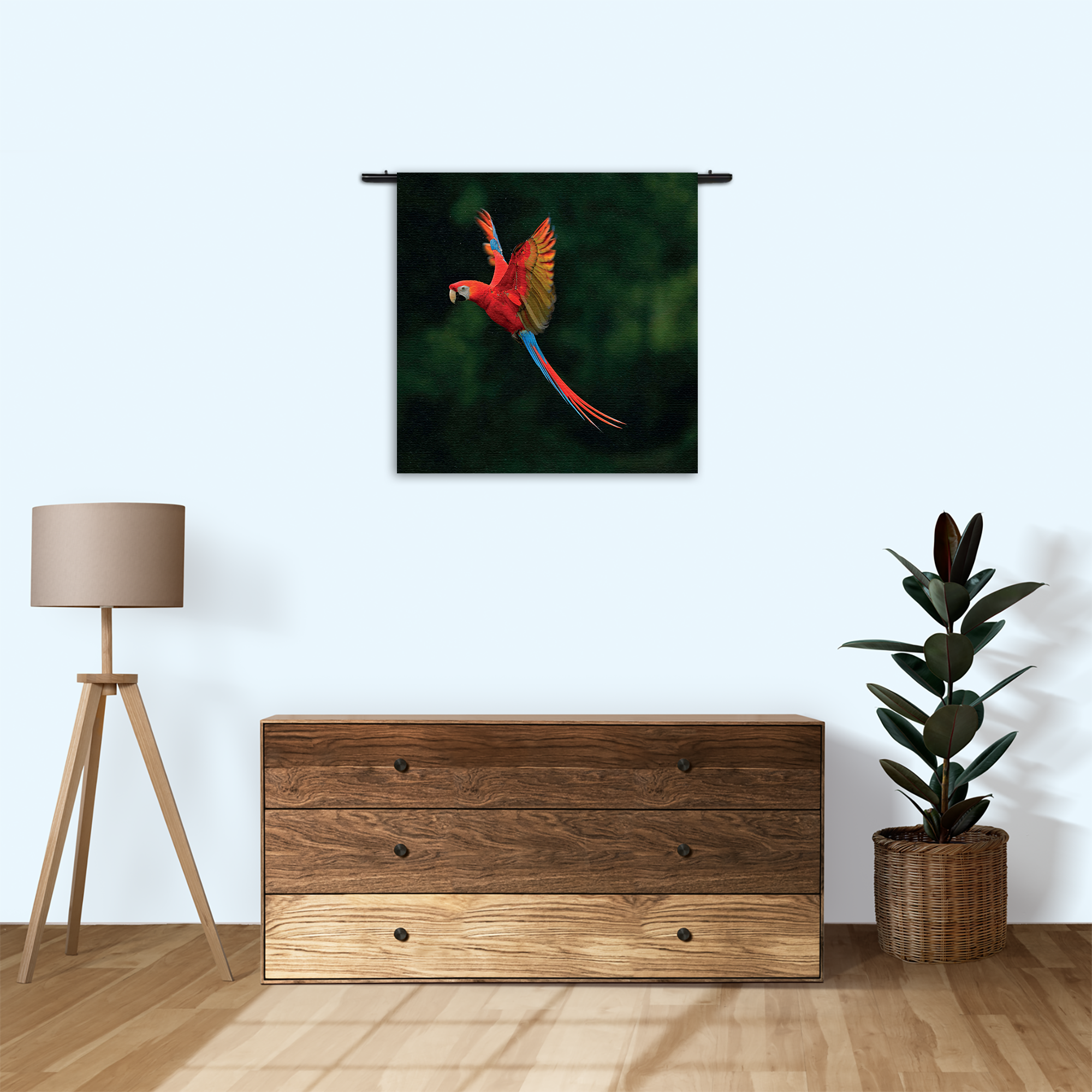 Wandkleed Vliegende Ara Vogel Rechthoek Vierkant Template Vierkant Rond Dieren 40 3