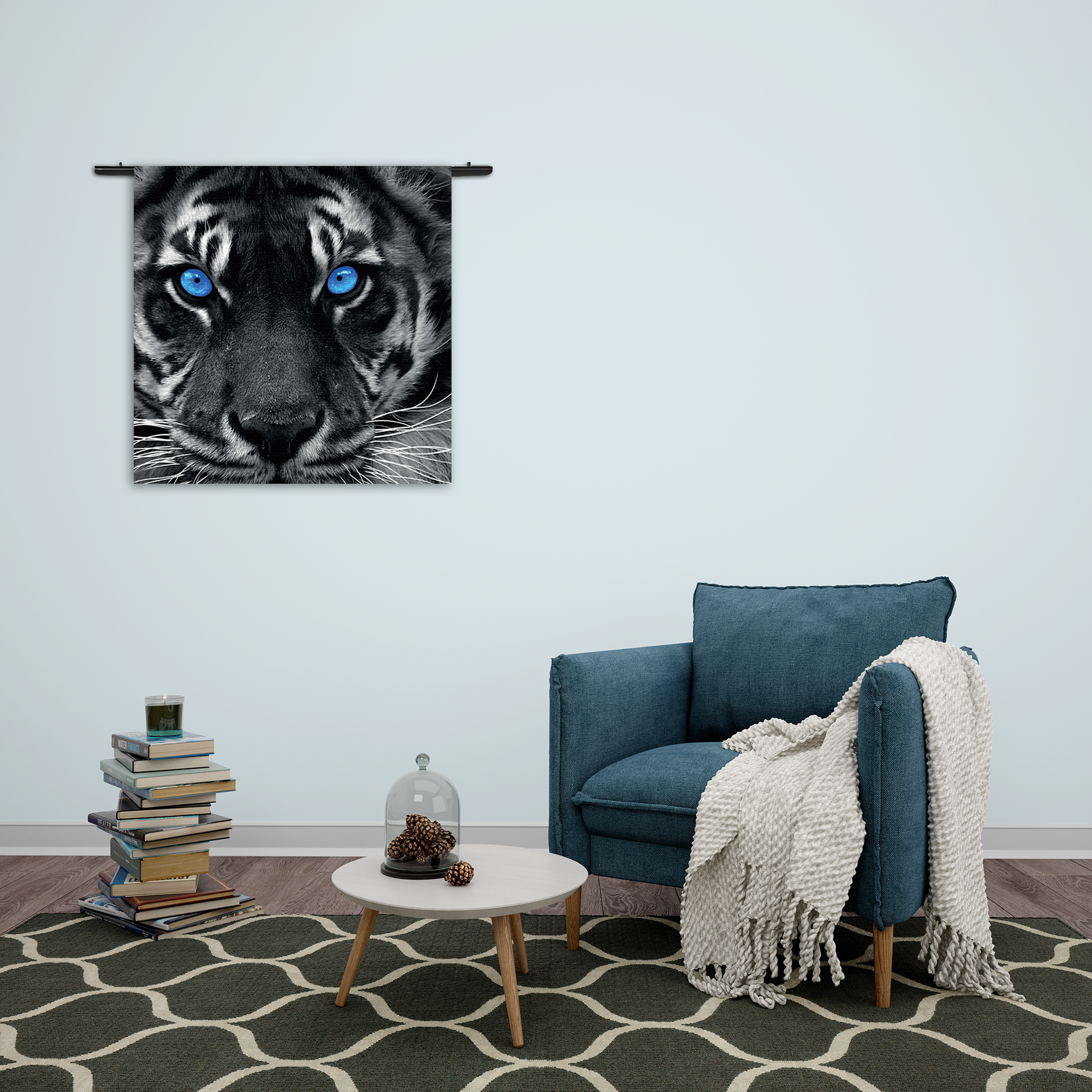 Wandkleed Lion With Blue Eyes Rechthoek Vierkant Template Vierkant Rond Dieren 42 2