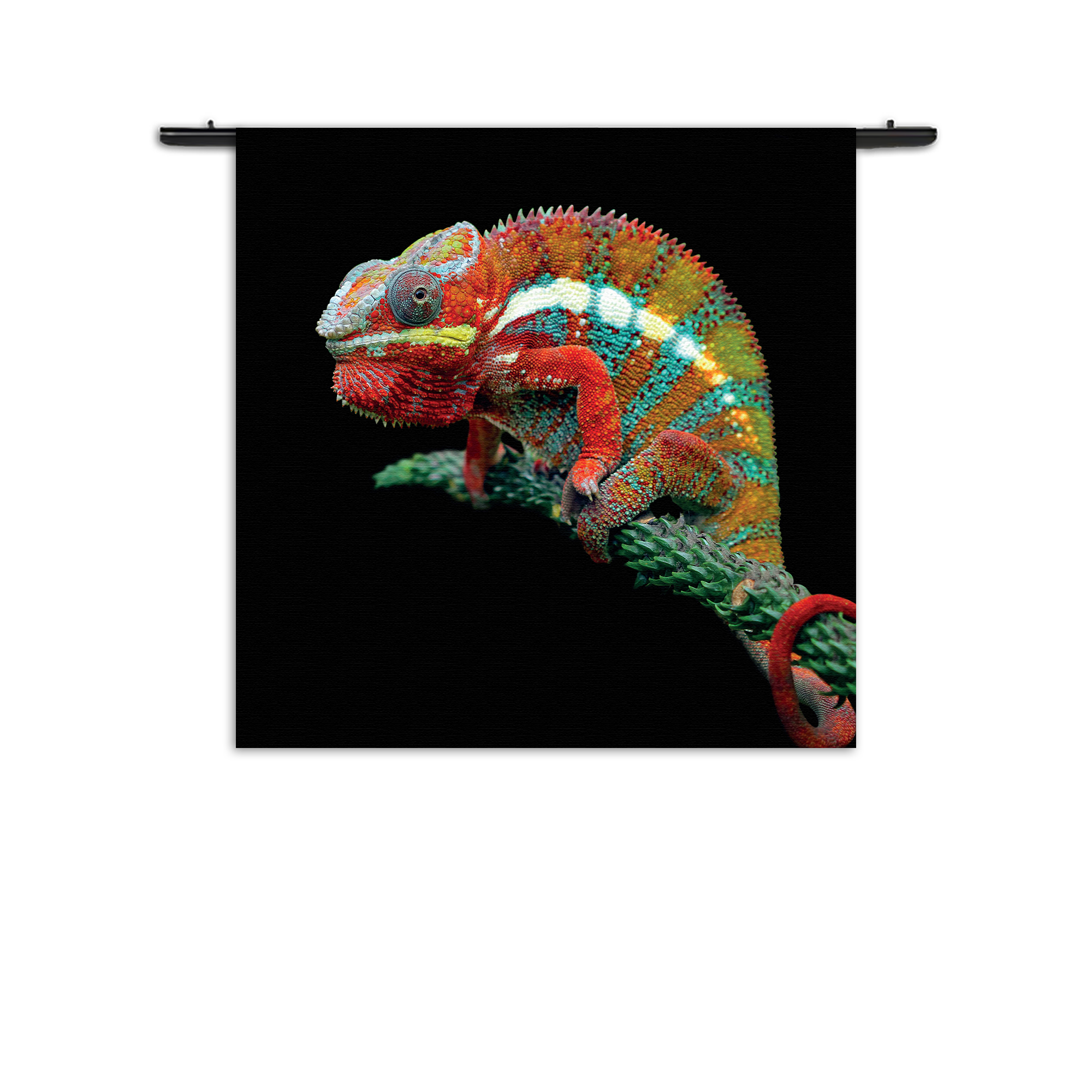 Wandkleed De Kameleon Zittend Op Plant Rechthoek Vierkant
