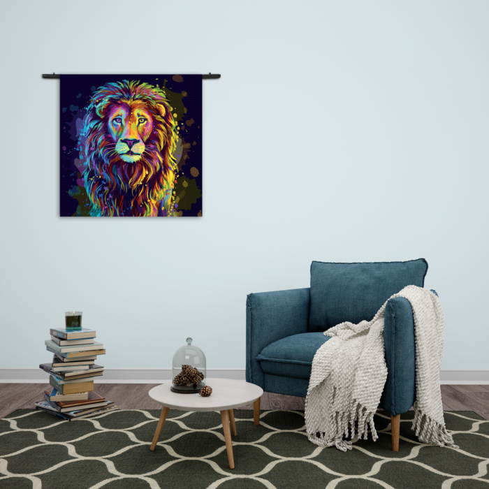Wandkleed Colored Lion Rechthoek Vierkant Template Vierkant Rond Dieren 64 2