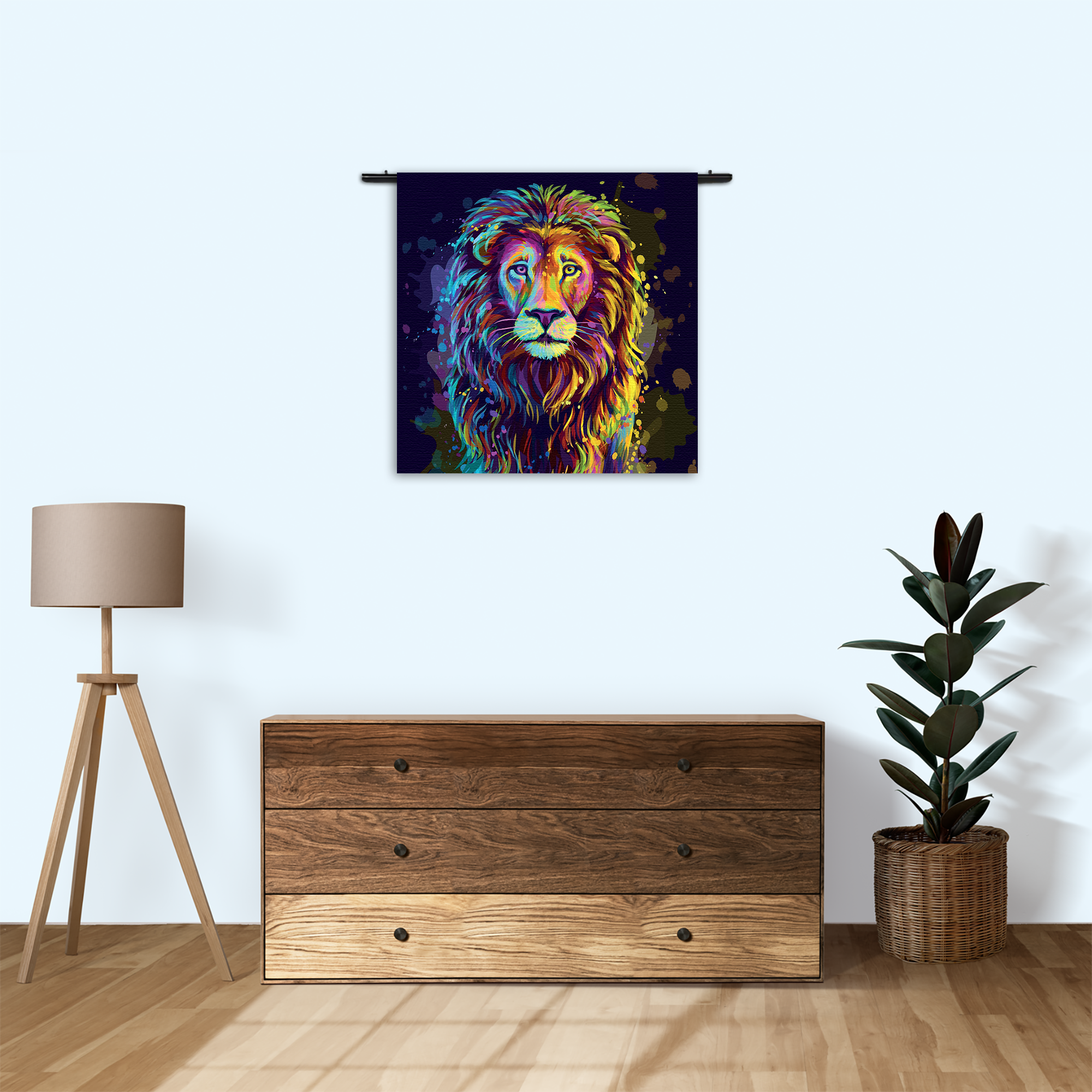Template_Vierkant_Rond_Dieren_64-3 Wandkleed Colored Lion Rechthoek Vierkant Template Vierkant Rond Dieren 64 3