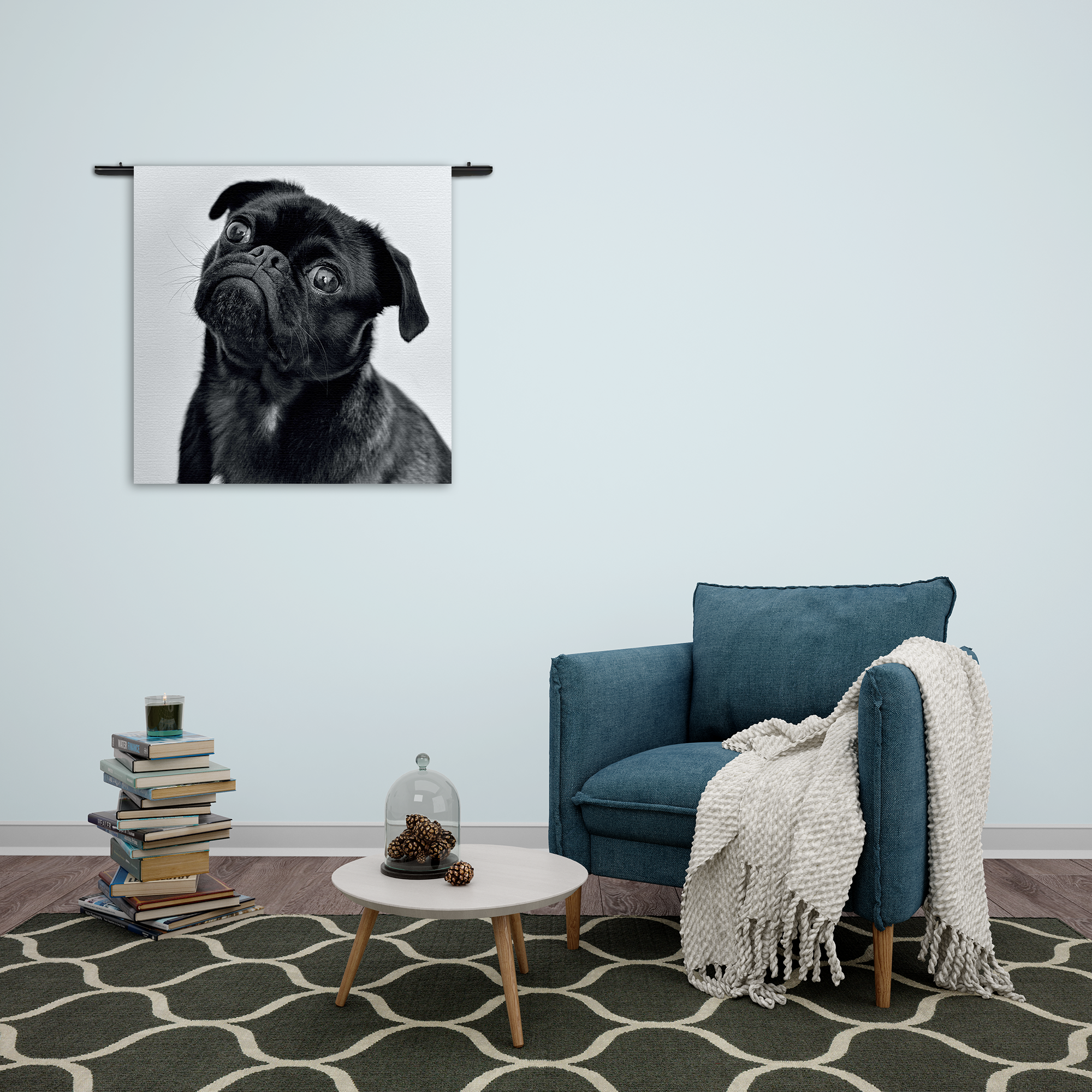 Wandkleed Mopshond Zwart Rechthoek Vierkant Template Vierkant Rond Dieren 7 2