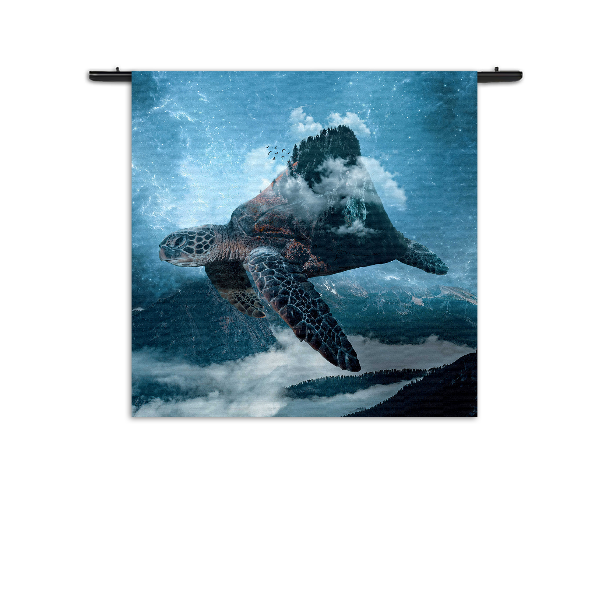 Wandkleed De Vliegende Zeeschildpad Rechthoek Vierkant