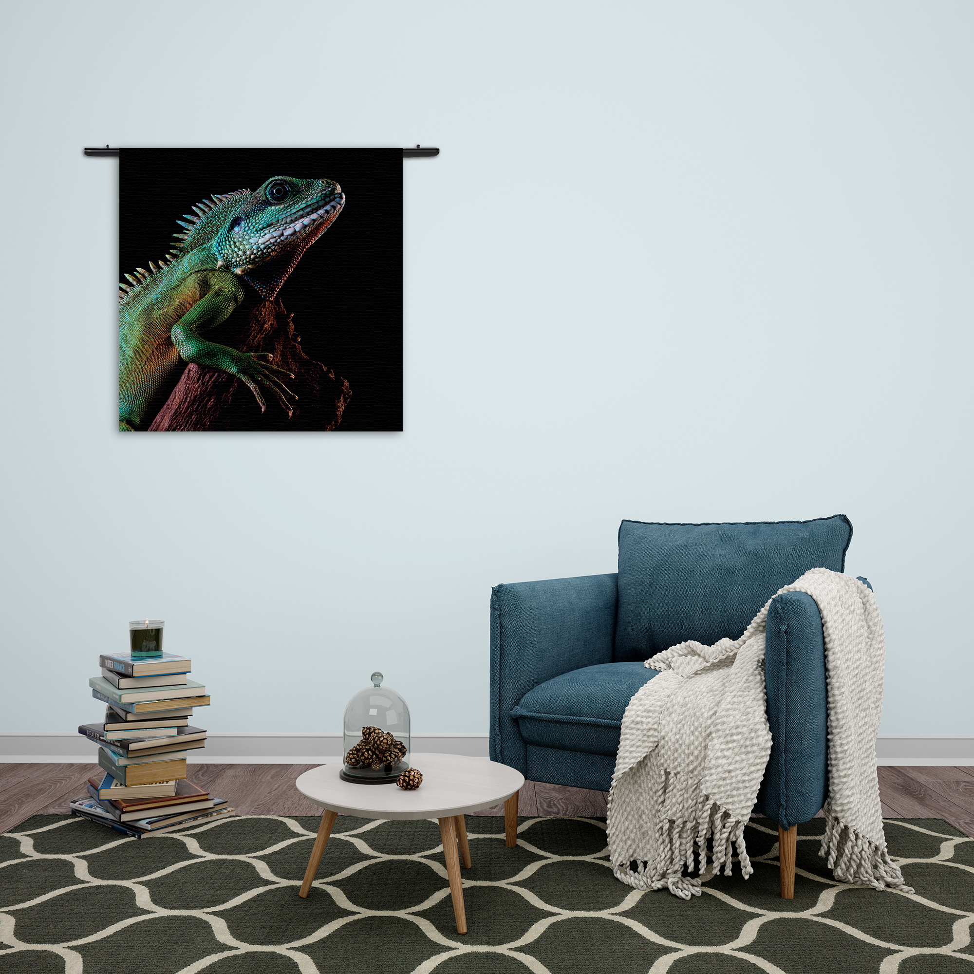 Wandkleed De Groene Kameleon Rechthoek Vierkant Template Vierkant Rond Dieren 73 2