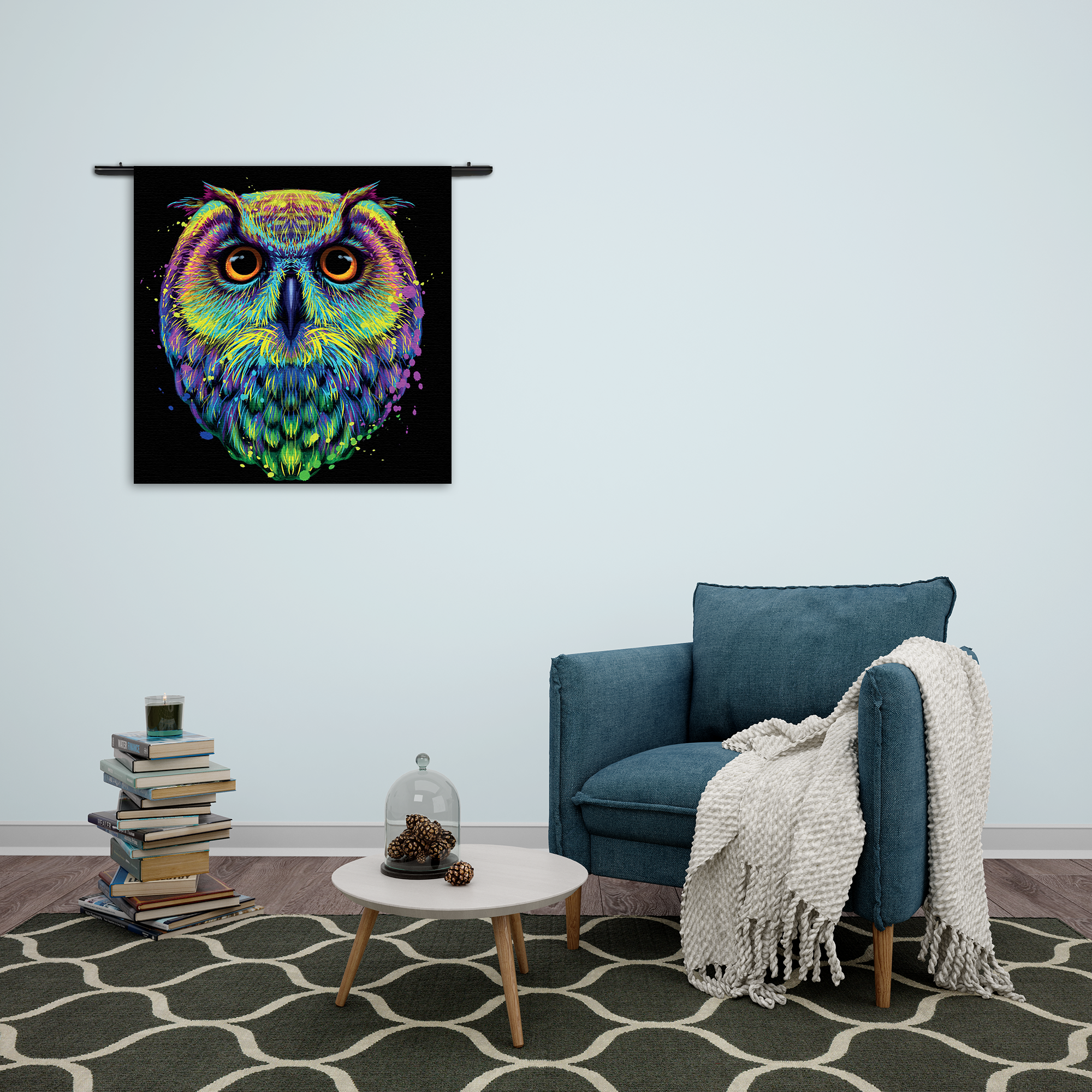 Wandkleed Colored Owl 01 Rechthoek Vierkant Template Vierkant Rond Dieren 82 2