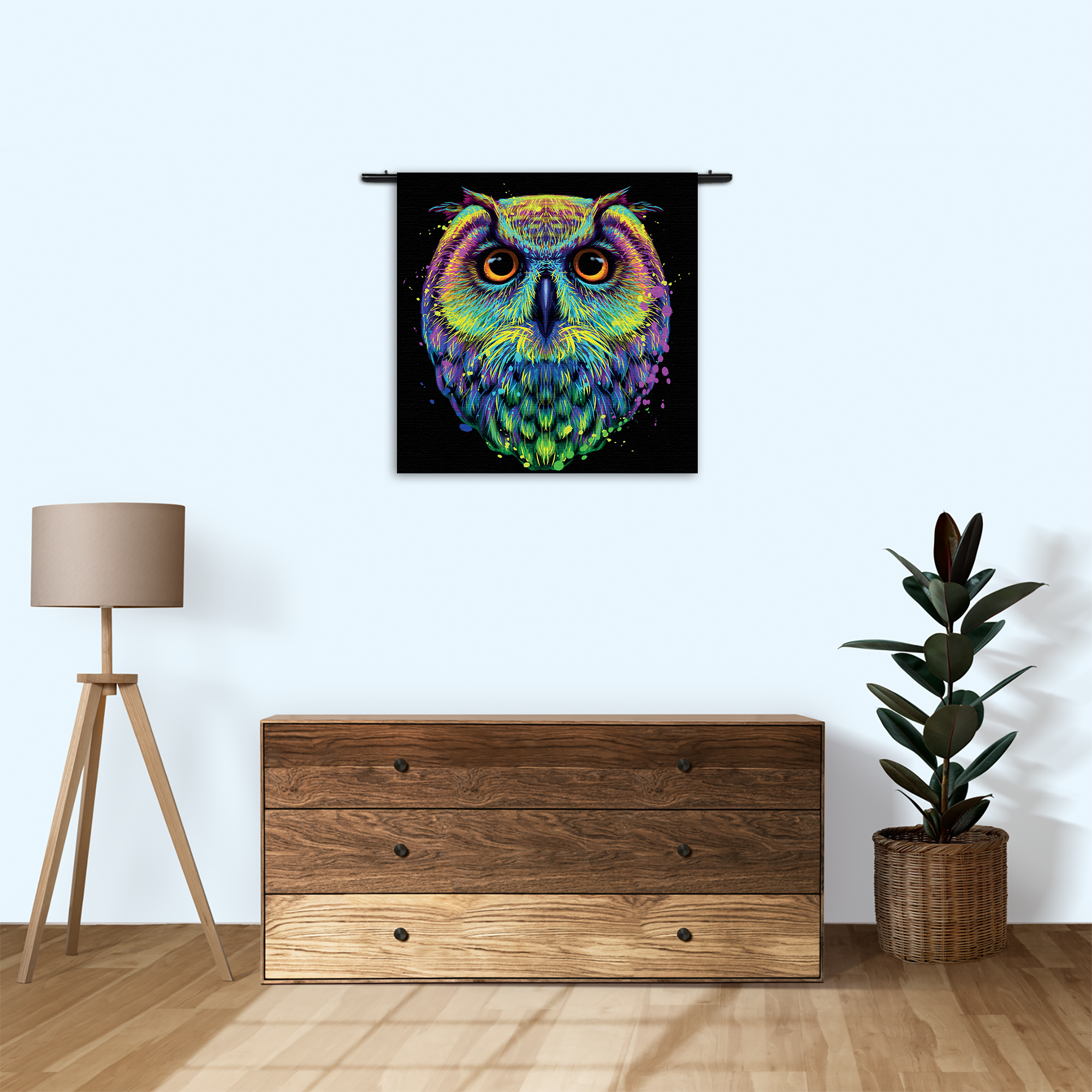 Wandkleed Colored Owl 01 Rechthoek Vierkant Template Vierkant Rond Dieren 82 3