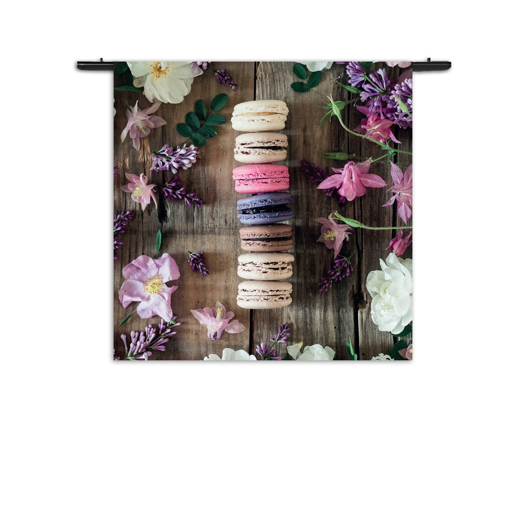 Wandkleed Macarons op Bloemen Tafel Rechthoek Vierkant