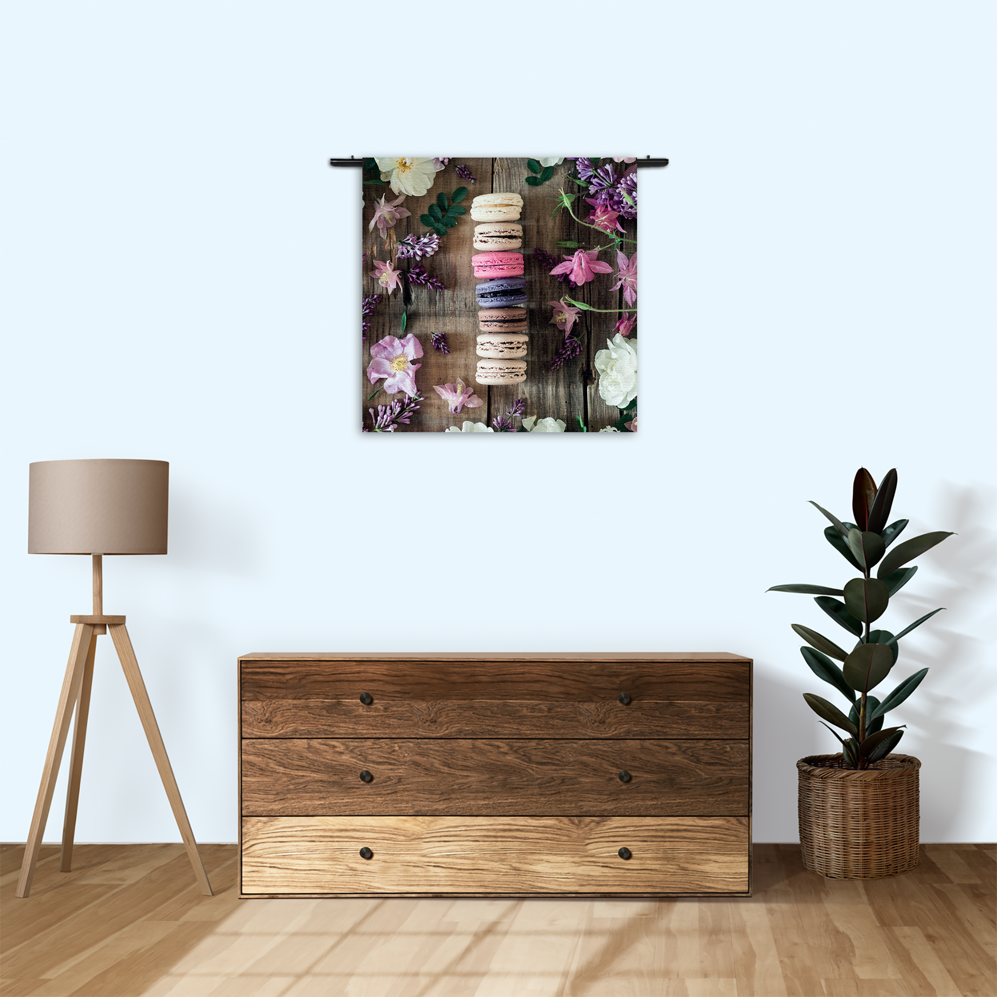 Wandkleed Macarons op Bloemen Tafel Rechthoek Vierkant Template Vierkant Rond Eten En Drinken 22 3