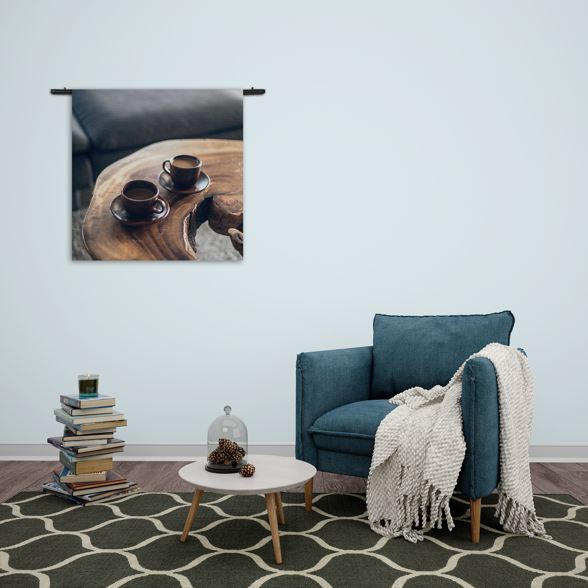 Wandkleed Kopjes Koffie op Tafel Rechthoek Vierkant Template Vierkant Rond Eten En Drinken 23 2