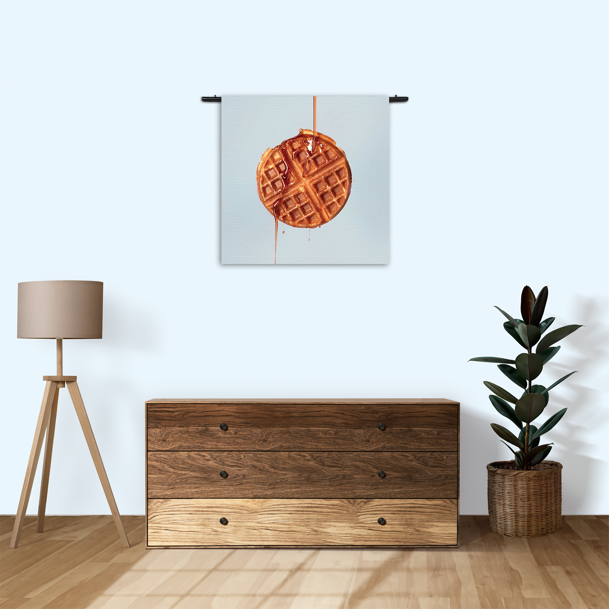 Wandkleed Wafel met Karamelsaus Rechthoek Vierkant Template Vierkant Rond Eten En Drinken 72 3