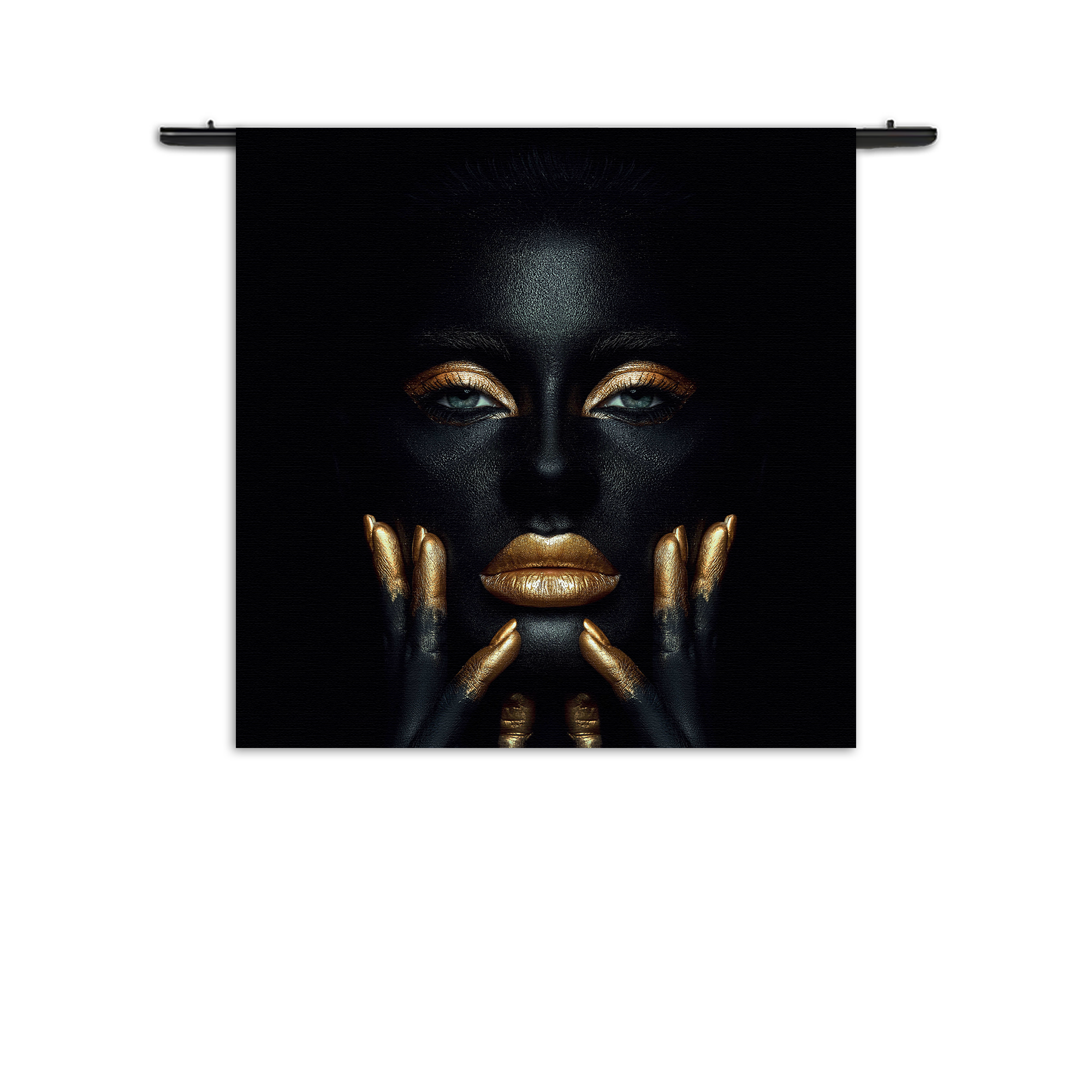 Wandkleed Dame Gouden Make up Rechthoek Vierkant