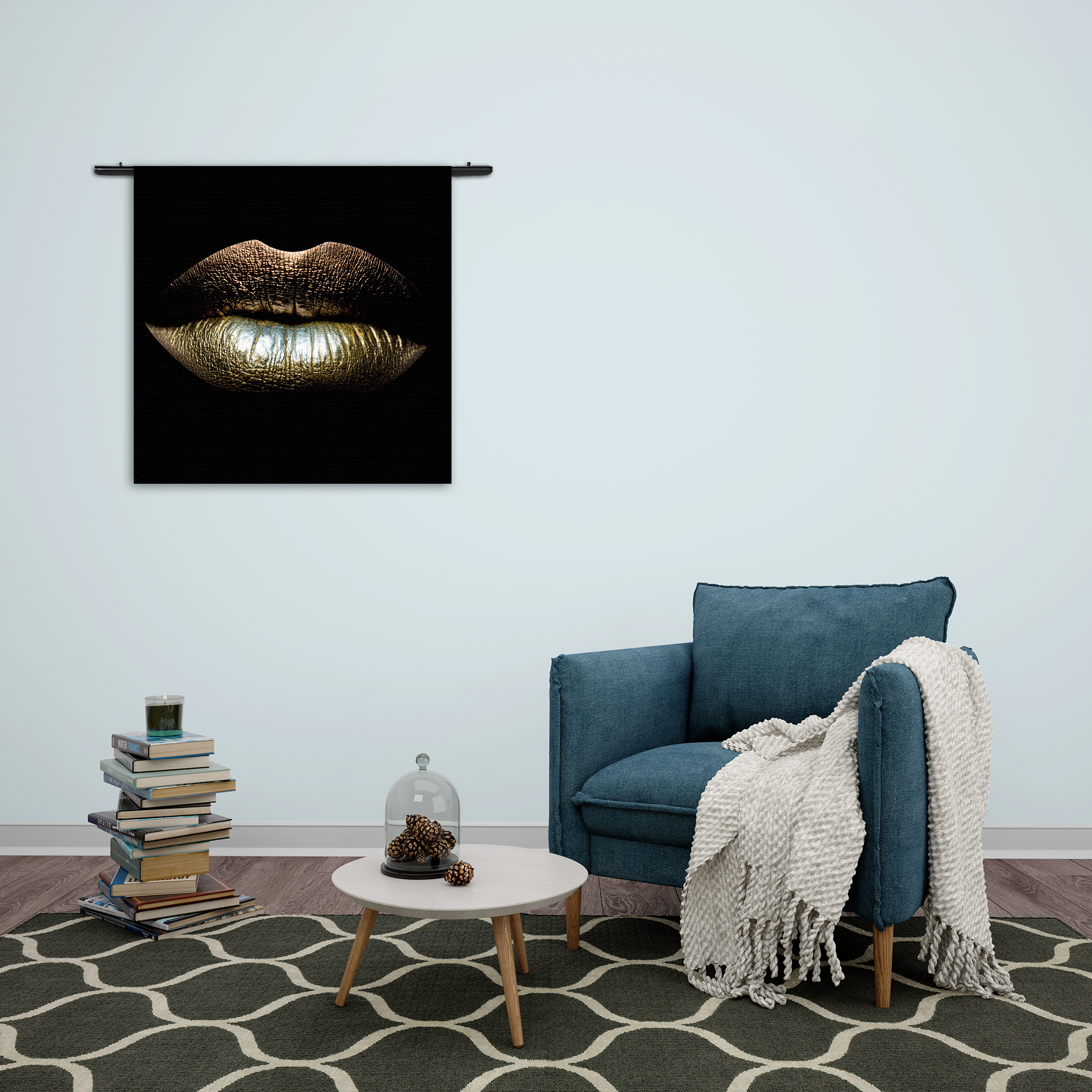 Wandkleed Golden Lips Rechthoek Vierkant Template Vierkant Rond Lifestyle 3 2