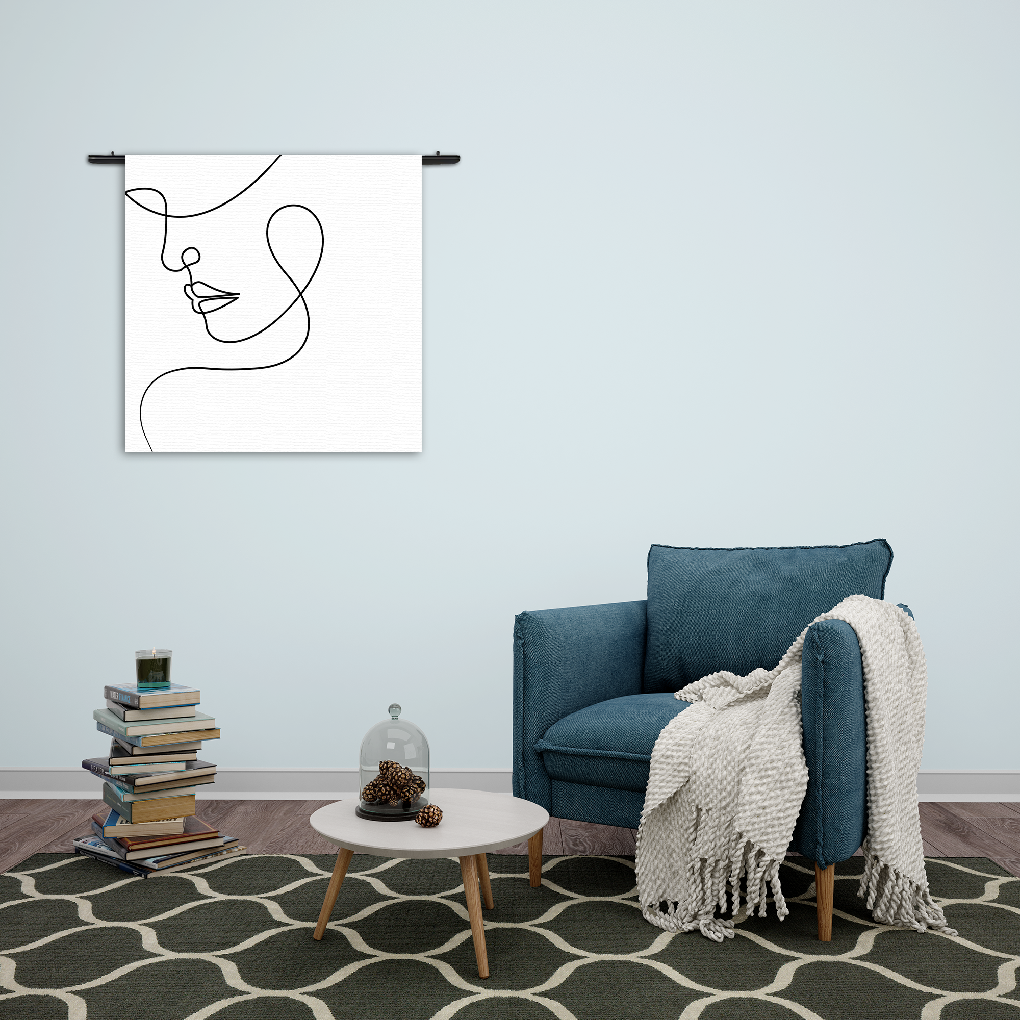 Wandkleed De Golvende Dikke Kaaklijn Rechthoek Vierkant Template Vierkant Rond Lifestyle 8 2