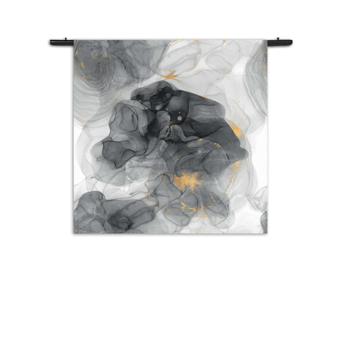 Wandkleed Abstract Marmer Look Grijs met Goud 02 Rechthoek Vierkant