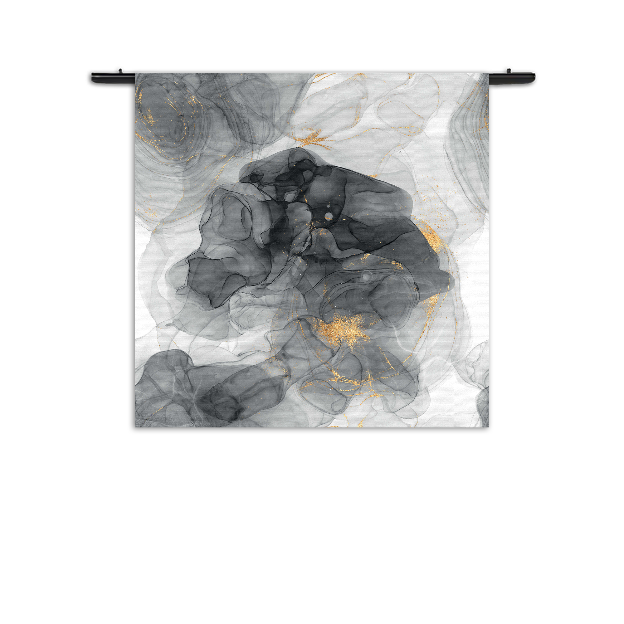 Wandkleed Abstract Marmer Look Grijs met Goud 02 Rechthoek Vierkant