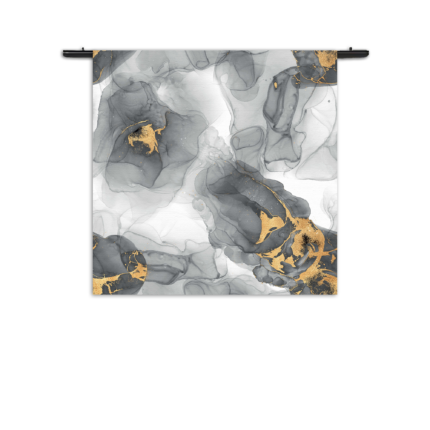 Wandkleed Abstract Marmer Look Grijs met Goud 04 Rechthoek Vierkant
