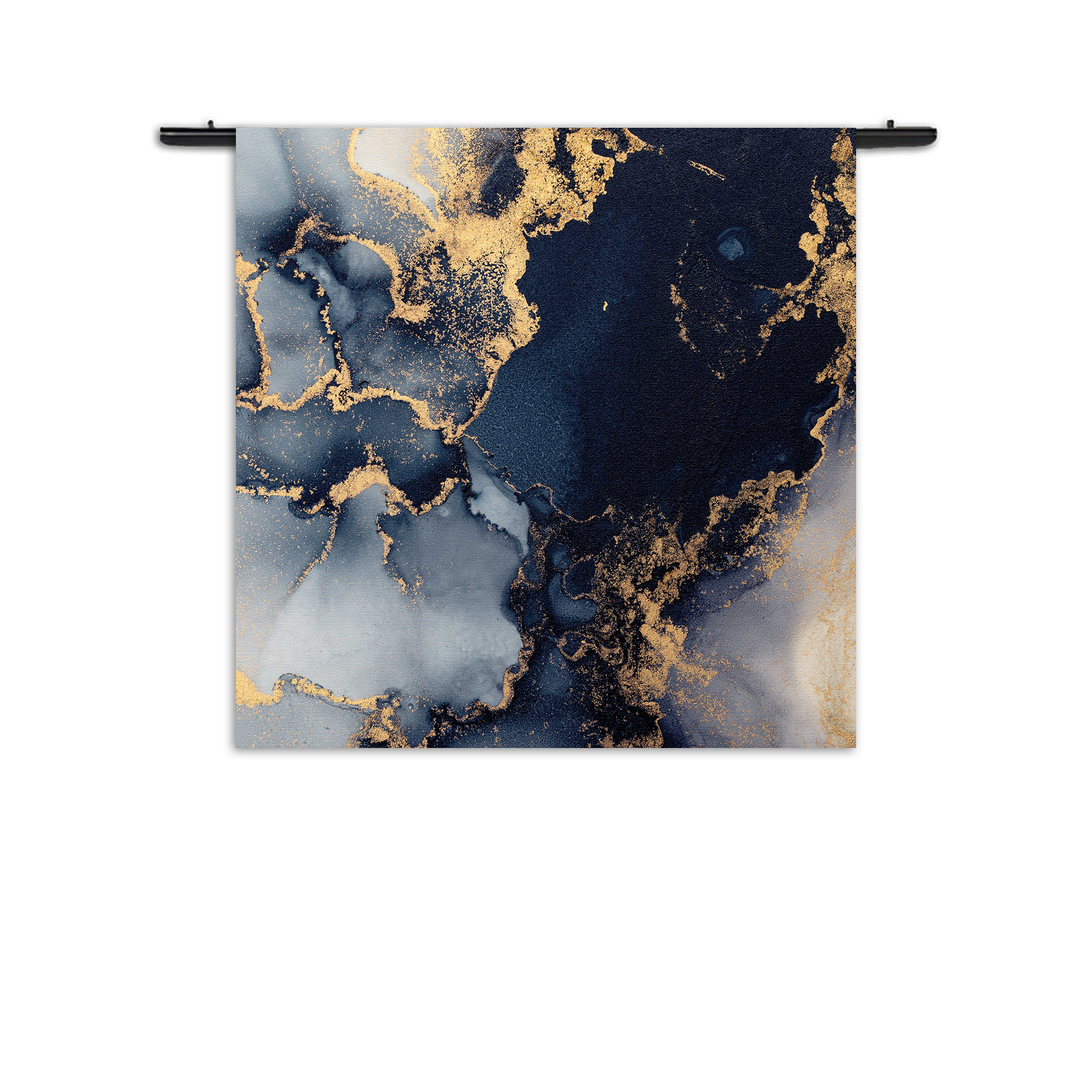 Wandkleed Marmer Look Chique Donker Blauwtinten met Goud 02 Rechthoek Vierkant