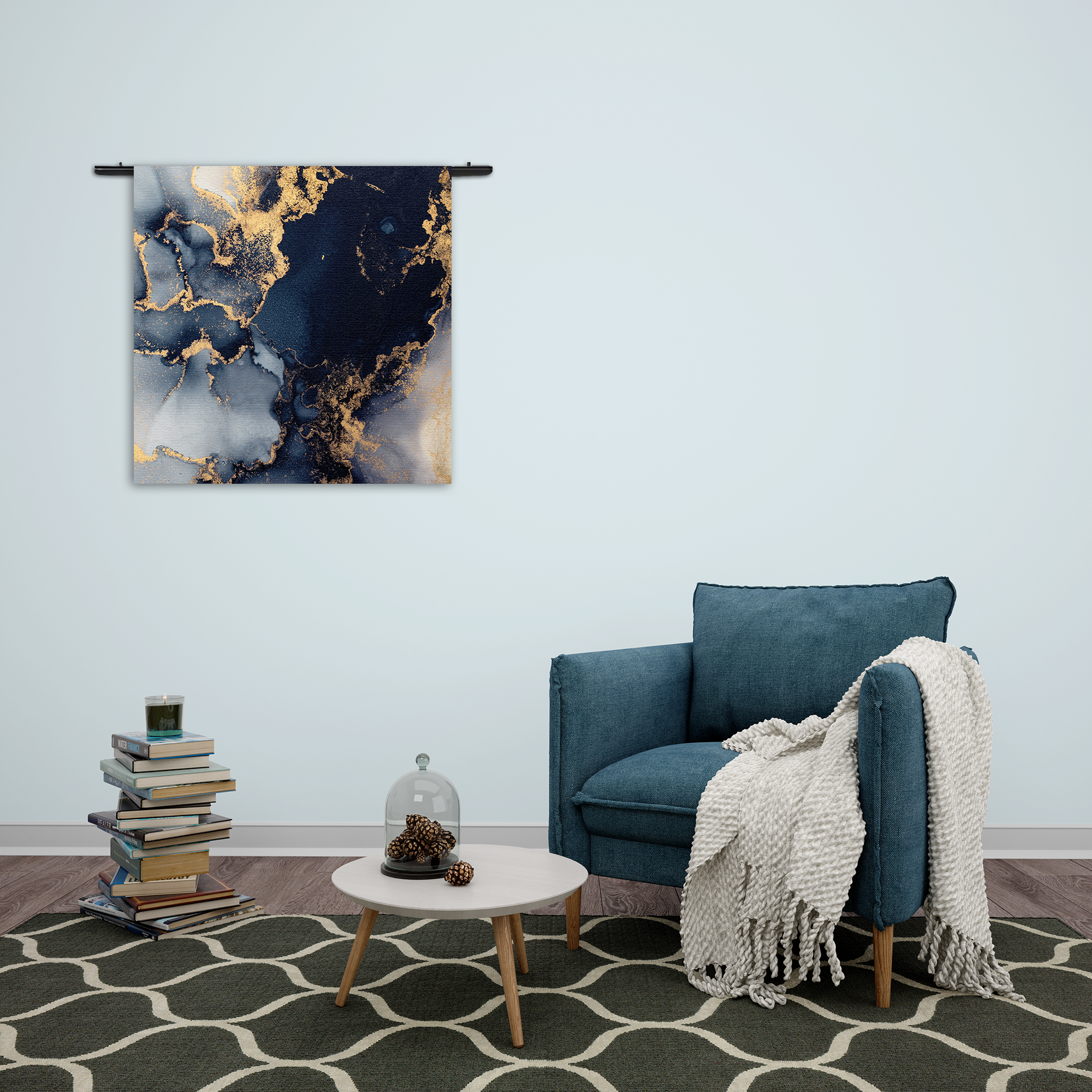 Wandkleed Marmer Look Chique Donker Blauwtinten met Goud 02 Rechthoek Vierkant Template Vierkant Rond Marmer 31 2