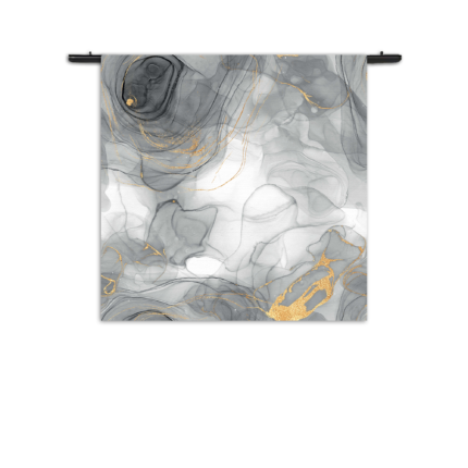 Wandkleed Abstract Marmer Look Grijs met Goud 01 Rechthoek Vierkant